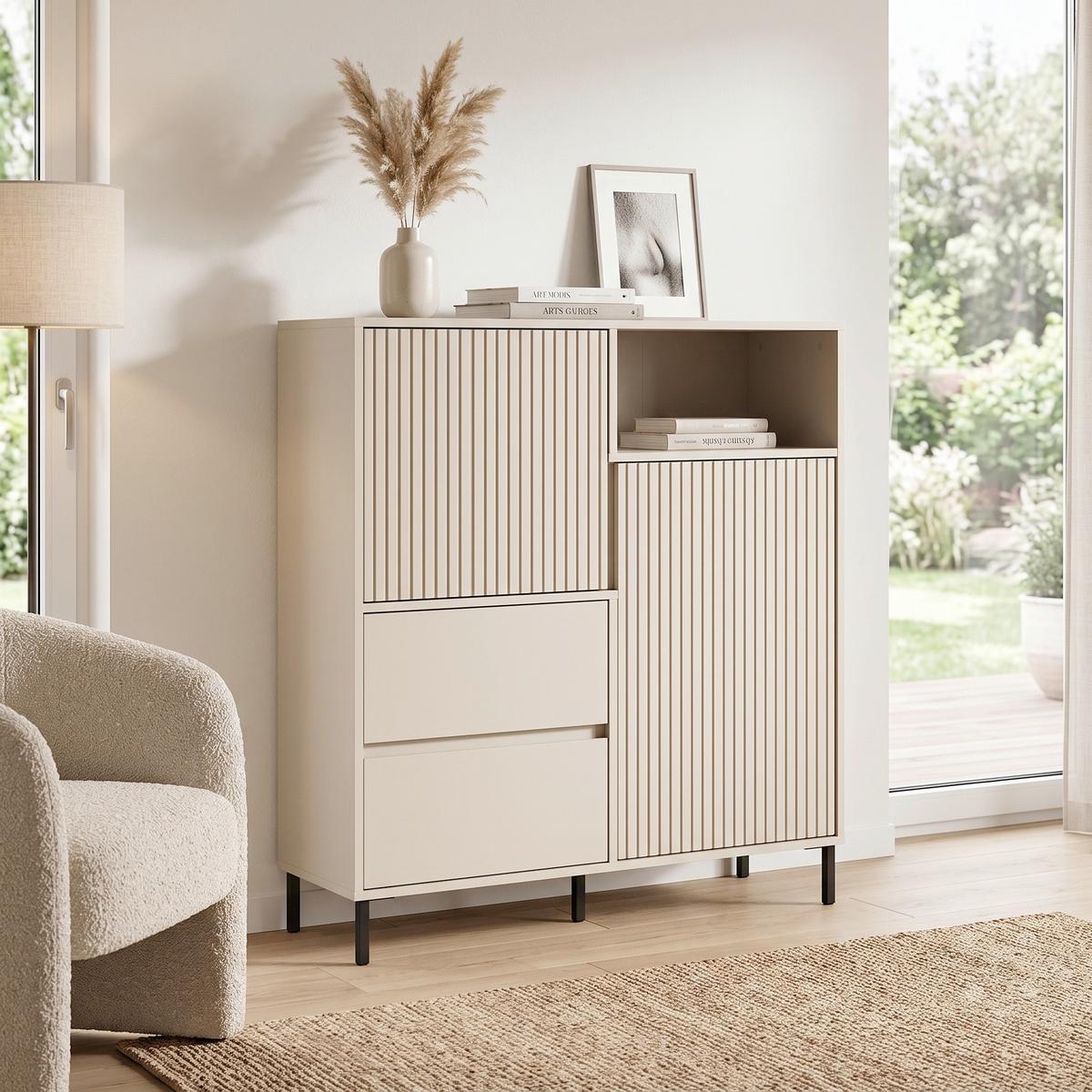 Komoda Avenale - kašmir/crna, Trendi, metal/pločasti materijal (105,4/117,2/40cm) - Modern Living