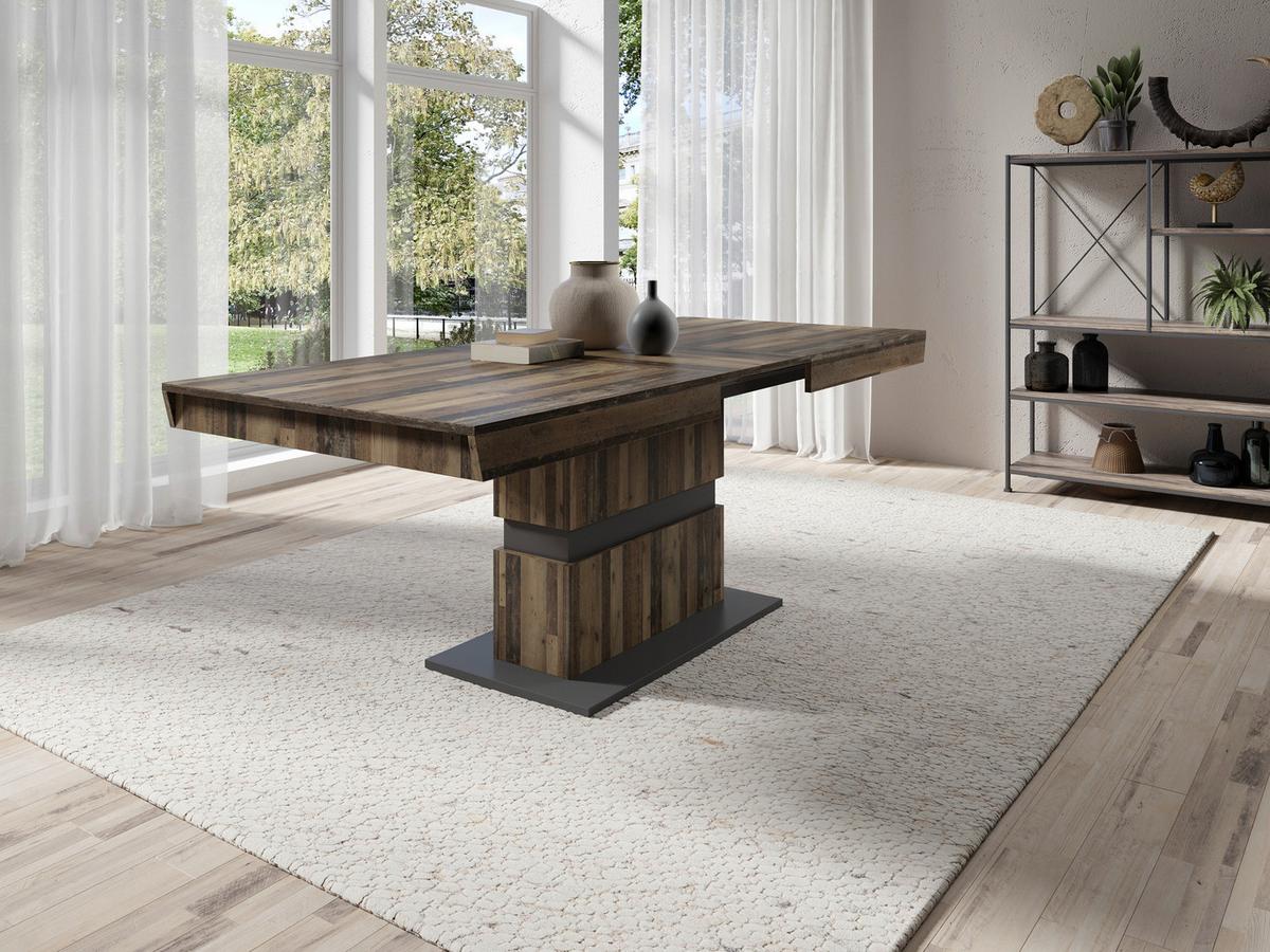 Esstisch ''Matthew'', Anthrazit/Alteiche - Alteiche/Anthrazit, KONVENTIONELL, Holzwerkstoff (140/90/75cm) - MID.YOU