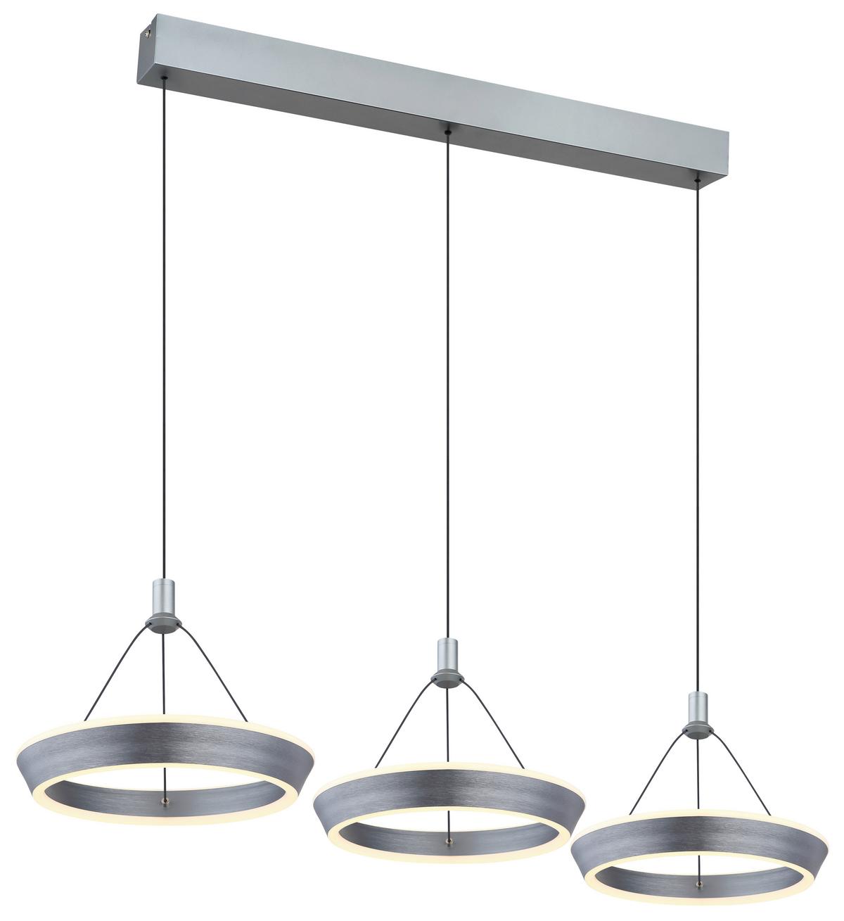 LED-HÄNGELEUCHTE 67316-3 - Titanfarben/Opal, Design, Kunststoff/Metall (97,5/30,4/200cm) - Globo