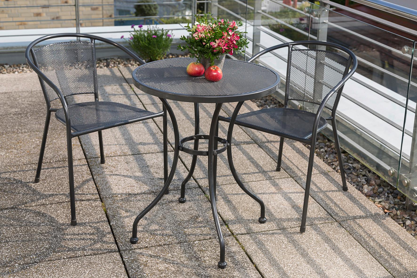 Gartensessel-Set Delos ca. 54x72x61 cm Graphit - Graphitfarben, MODERN, Metall (54/72/61cm) - Gardenson