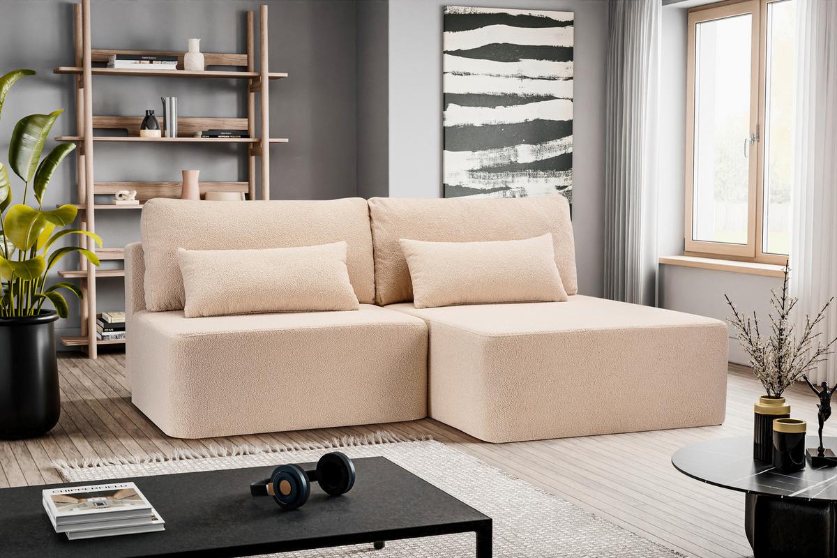 Ecksofa Amsterix Beige Schlaffunktion - Beige/Schwarz, Basics, Holz/Kunststoff (213/158cm) - MID.YOU