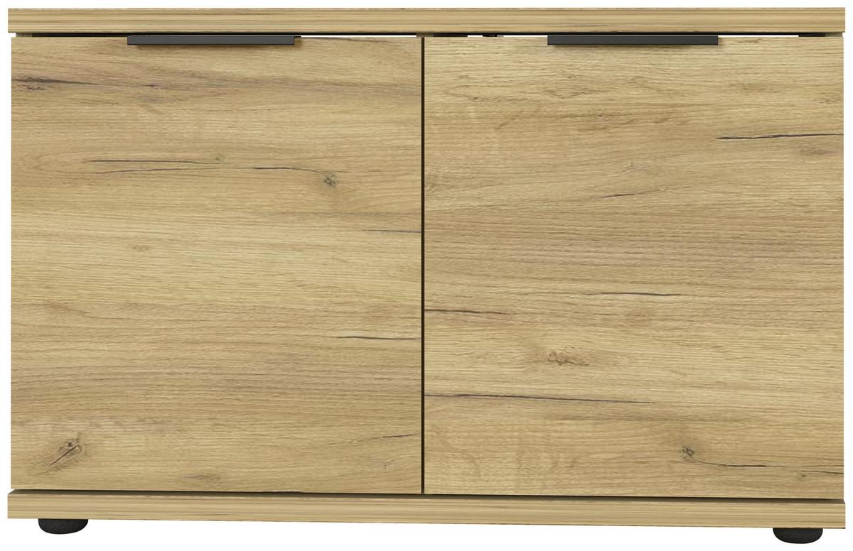 SCHUHBANK GW-FREMONT - Eichefarben/Schwarz, KONVENTIONELL, Holzwerkstoff/Kunststoff (75/48/37cm) - Germania