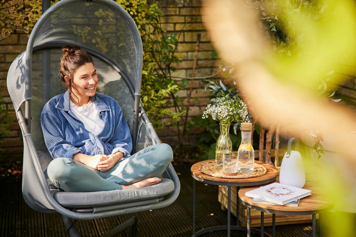 HÄNGESESSEL M90912 - Blau/Anthrazit, KONVENTIONELL, Kunststoff/Textil (123/195cm) - Siena Garden