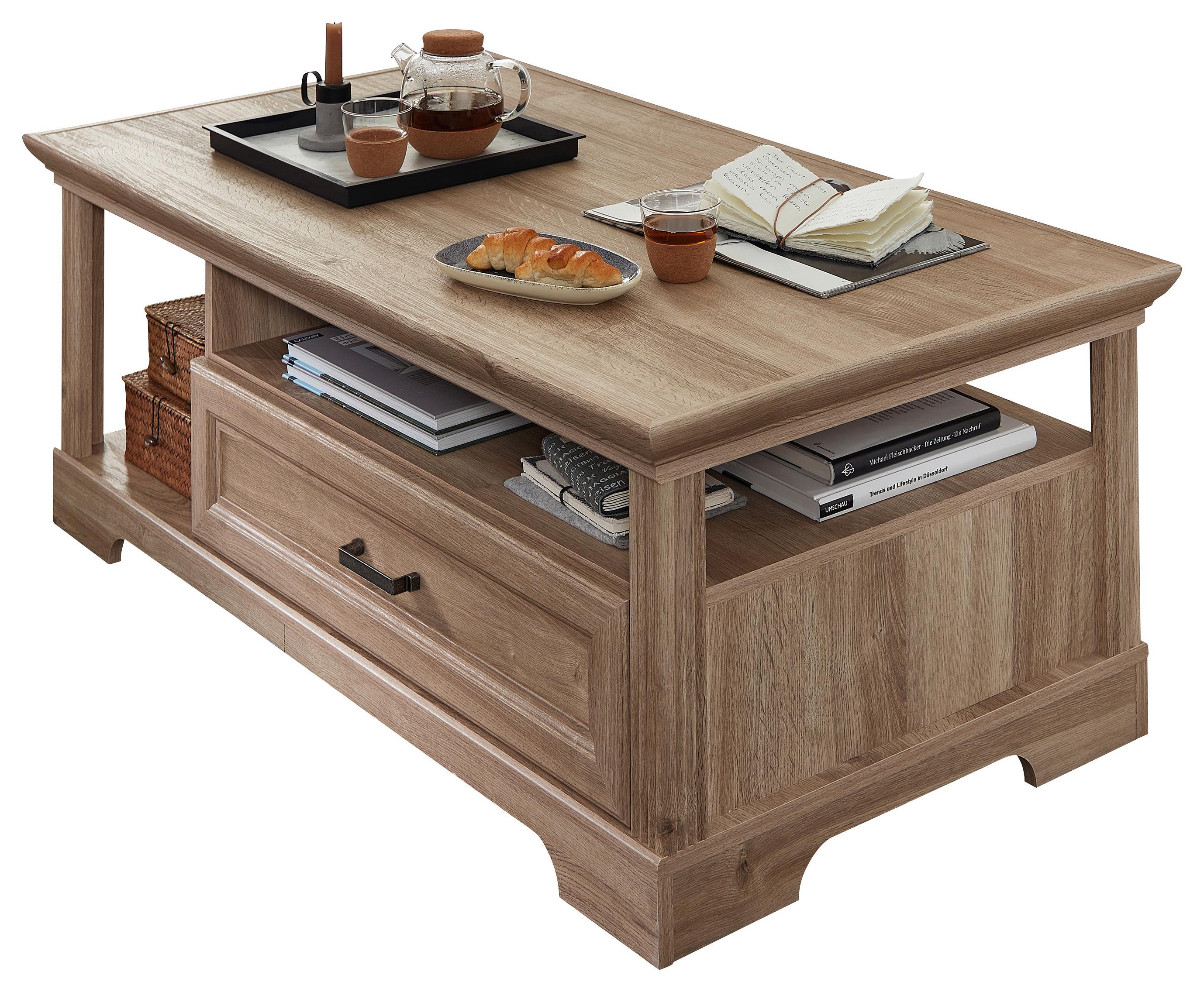 STOLIK KAWOWY VIENNA - kolor dębowy, Design, materiał drewnopochodny/metal (120/45/67cm) - MID.YOU