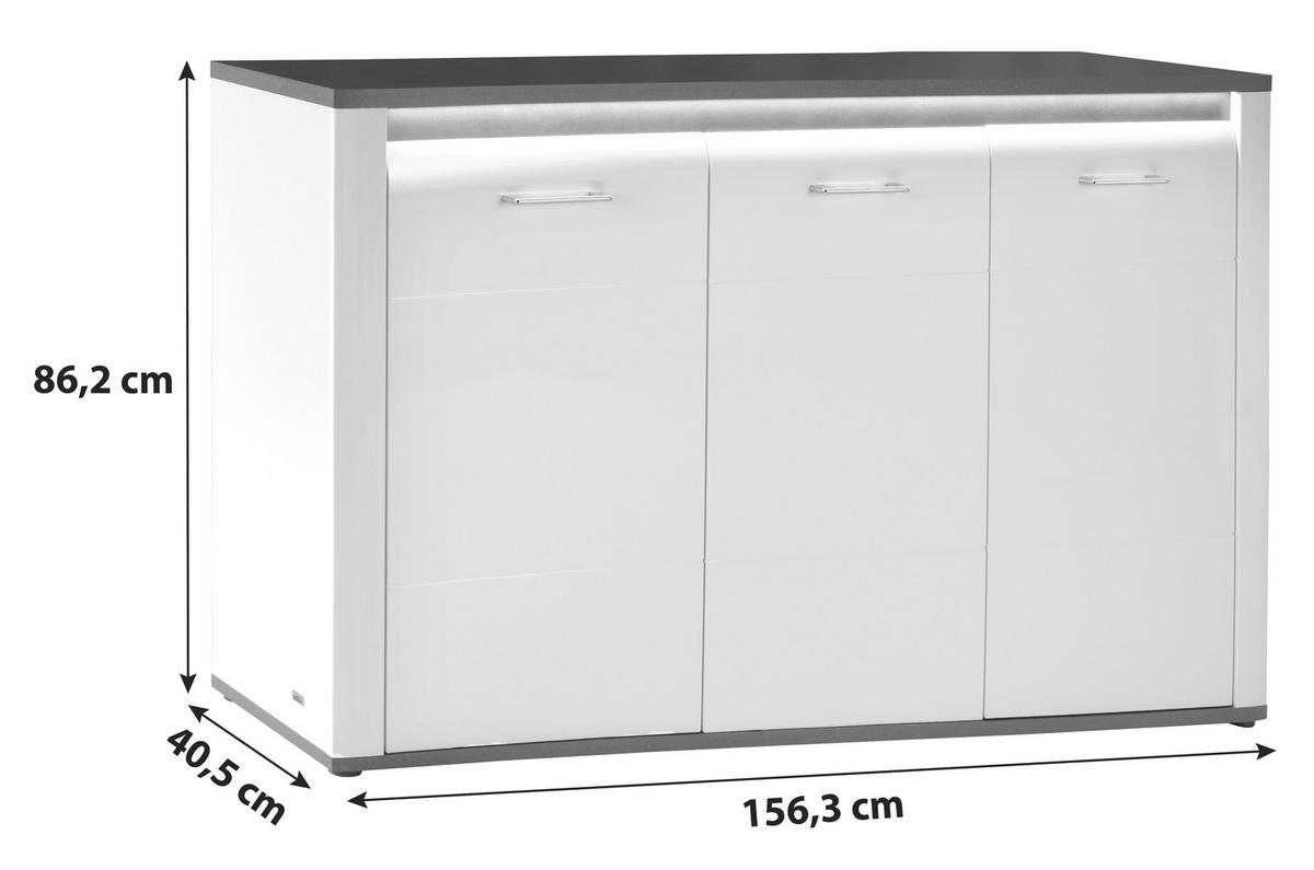 Servantă Alassio - alb/grafit, Modern, material pe bază de lemn (156,3/86,2/40,7cm) - Mömax