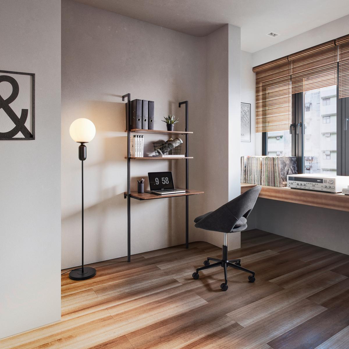 Wandregal Maja Nussbaumfarben MDF ca.80x50 cm - Nussbaumfarben/Schwarz, MODERN, Metall (80/50/180cm) - Bessagi Home