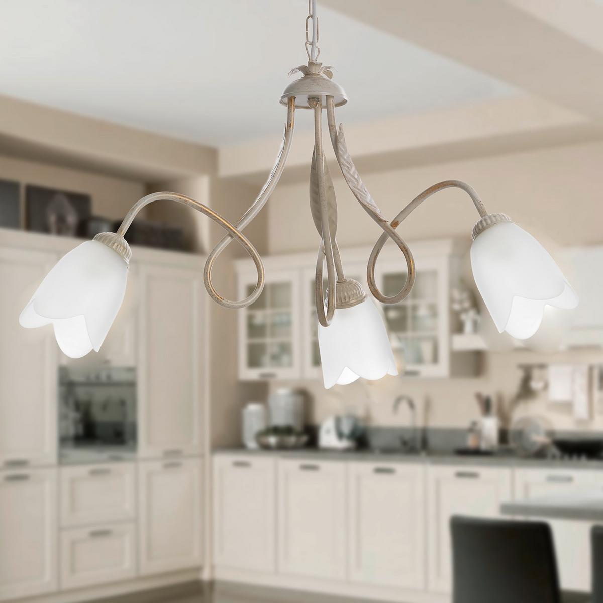 Kronleuchter Doppia Giro Bronzefarben max. 6 Watt - Bronzefarben, KONVENTIONELL, Glas/Metall (65/82cm)