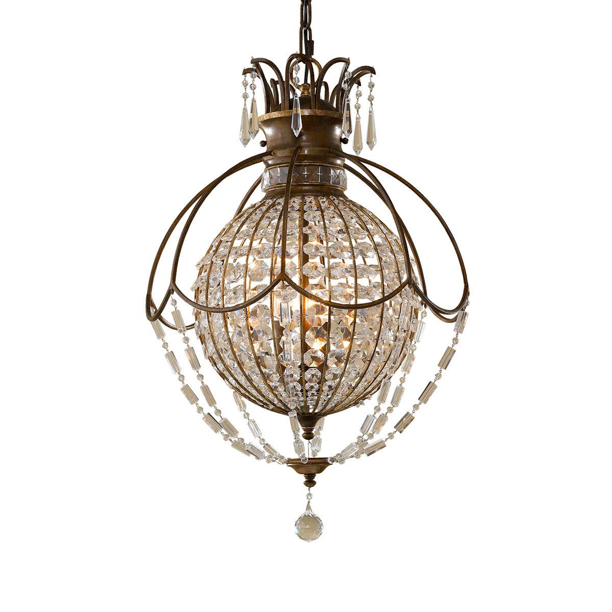 Csillár Fe-Bellini3 - bronzszínű, Natur, üveg/fém (45.7/77.5cm) - Elstead Lighting