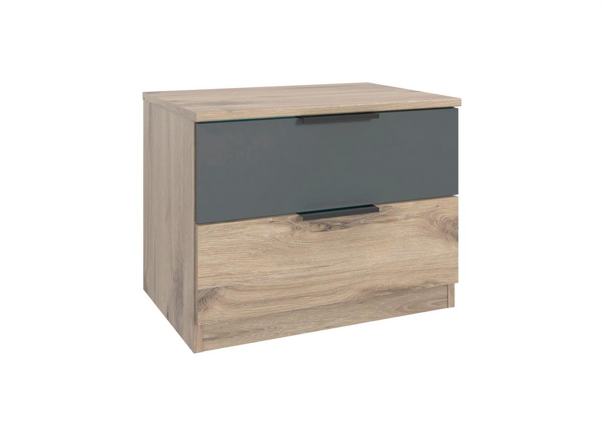 Noćni Ormarić Bergamo - boje grafita/boje hrasta, Konvencionalno, drvni materijal/metal (52/40/38cm) - Best Price