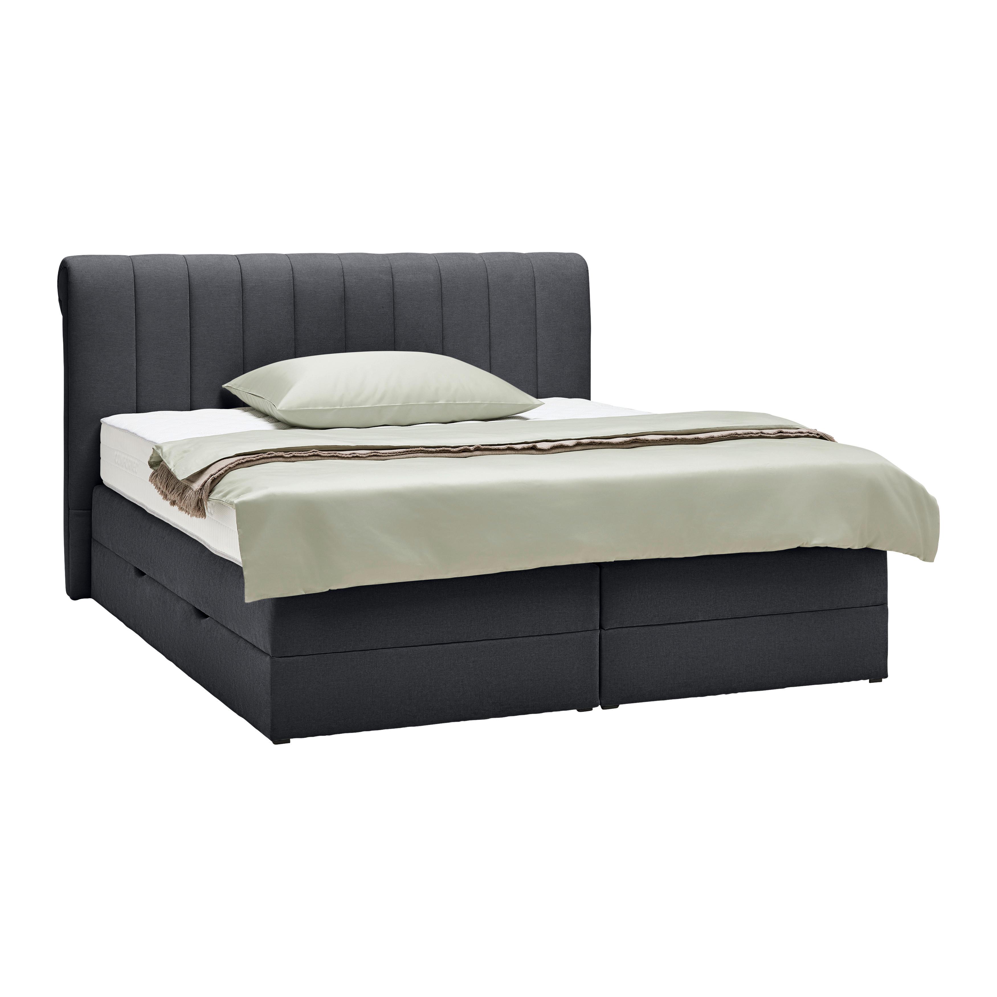 Boxspringbett Belano Schwarz ca. 180x200cm - Schwarz, KONVENTIONELL, Holz/Holzwerkstoff (180/200cm) - Premium Living
