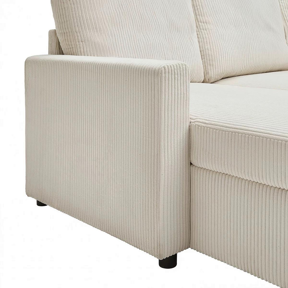Wohnlandschaft Martina Acv Rechts Pearl - Beige/Schwarz, MODERN, Holz/Holzwerkstoff (276/89/204cm) - Mömax