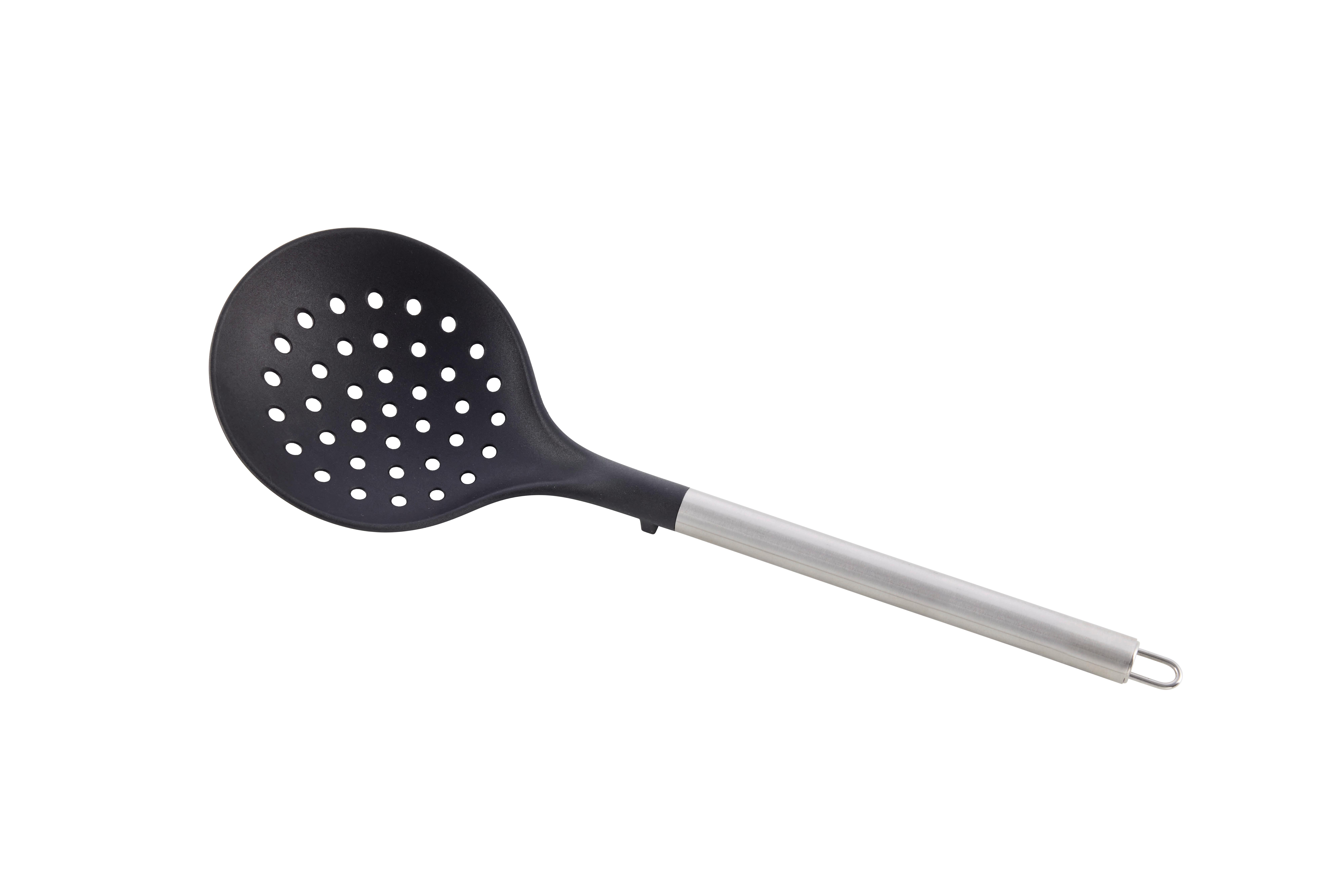 Abseihlöffel Luca Schwarz/Silberfarben - Silberfarben/Schwarz, KONVENTIONELL, Kunststoff/Metall (11,4/35cm) - Mömax