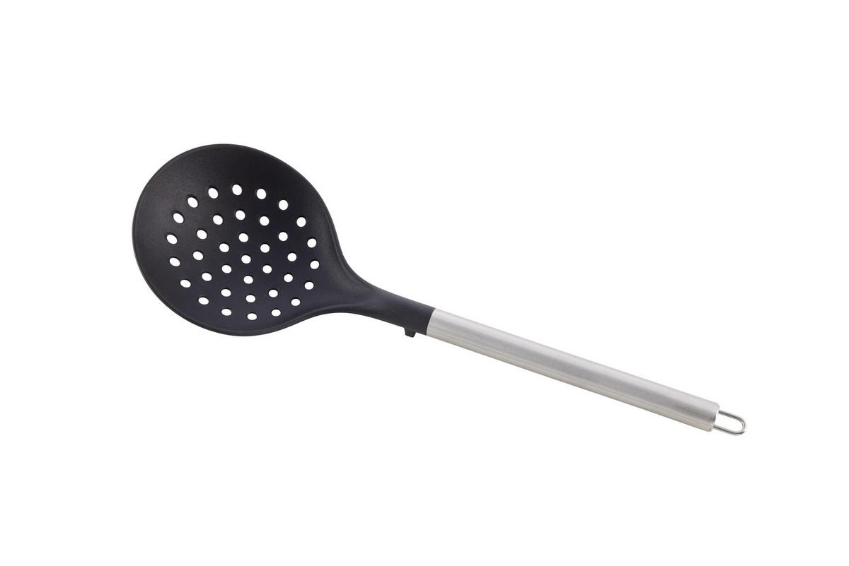 Abseihlöffel Luca Schwarz/Silberfarben - Silberfarben/Schwarz, Konventionell, Kunststoff/Metall (11,4/35cm) - Mömax