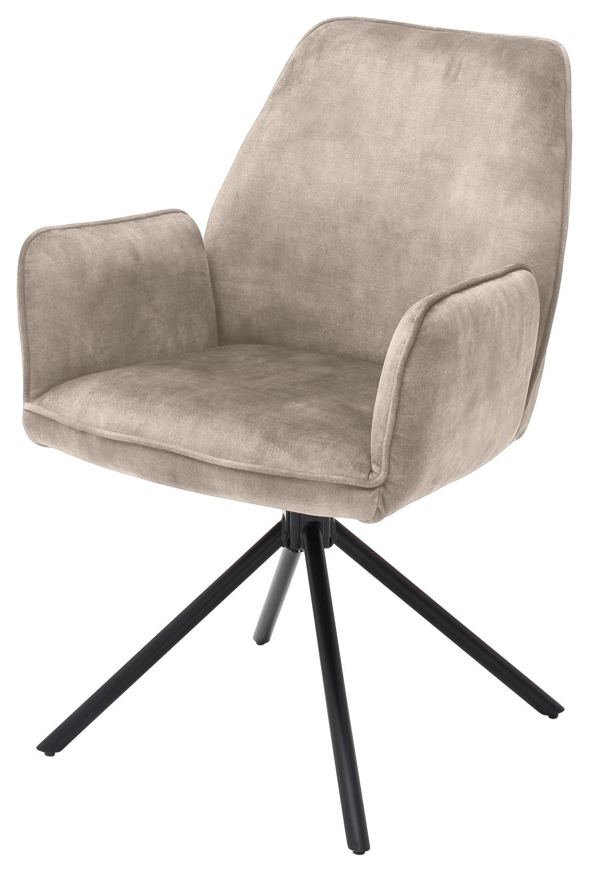 Armlehnstuhl Ottawa Creme/Schwarz - Creme/Schwarz, MODERN, Textil/Metall (60/89/64cm) - Premium Living