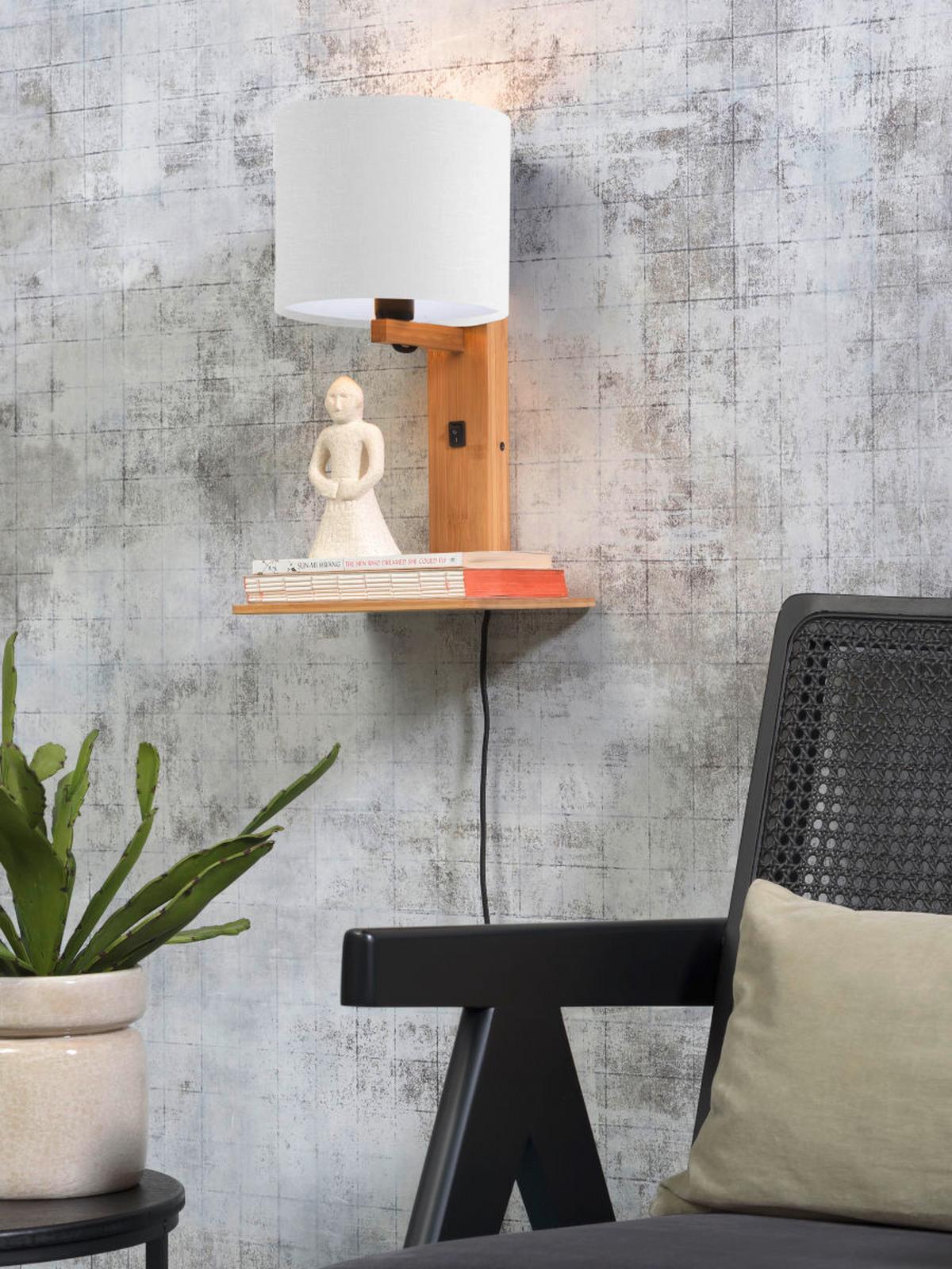 Stenska Svetilka Andes, Bela, Bambus - bela/naravne barve, Trend, tekstil/les (19/24/36cm) - Good & Mojo