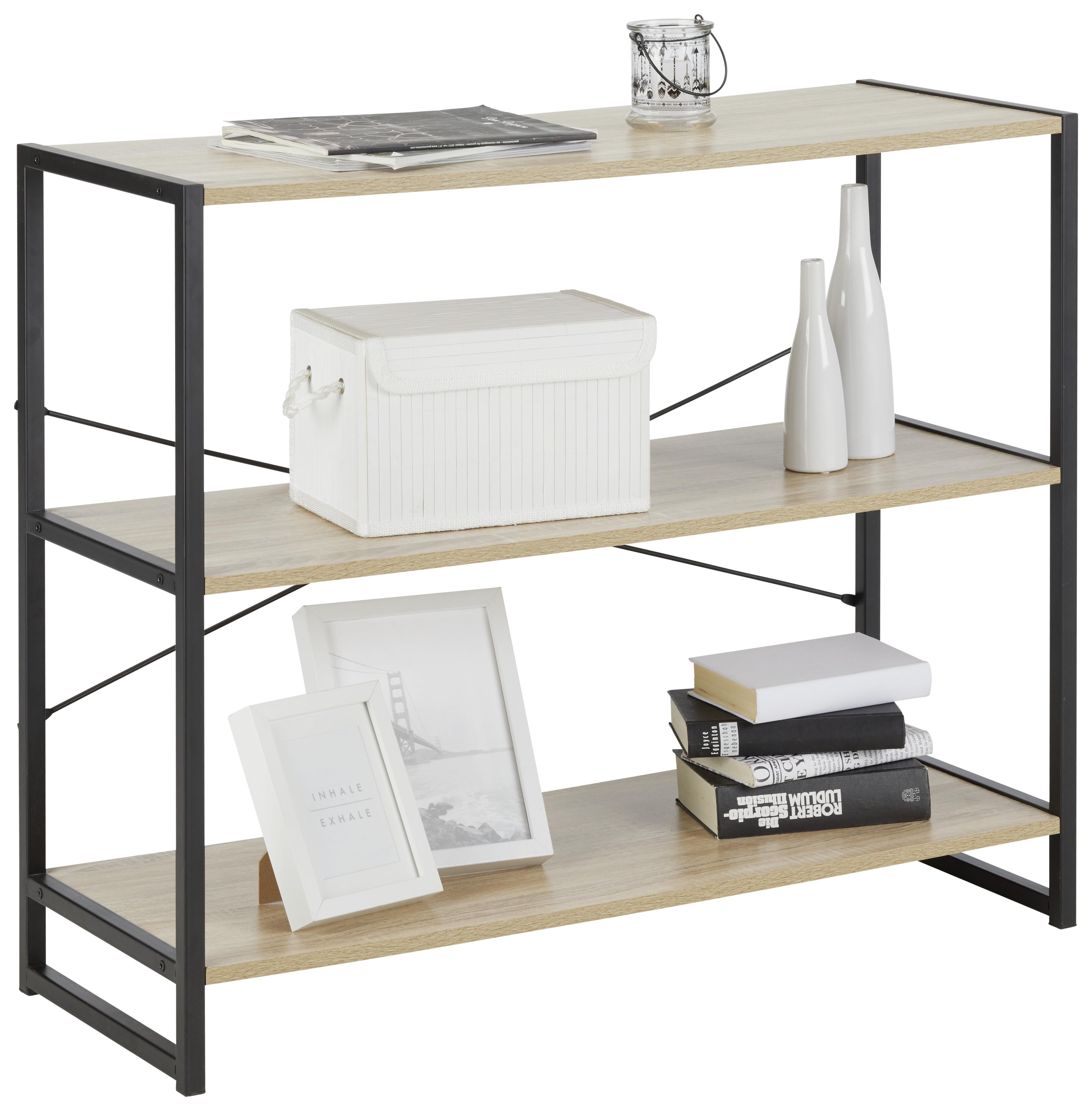 Regal Sonoma Eiche/Schwarz - Schwarz/Sonoma Eiche, Modern, Holzwerkstoff/Metall (95/79,2/35cm) - Modern Living