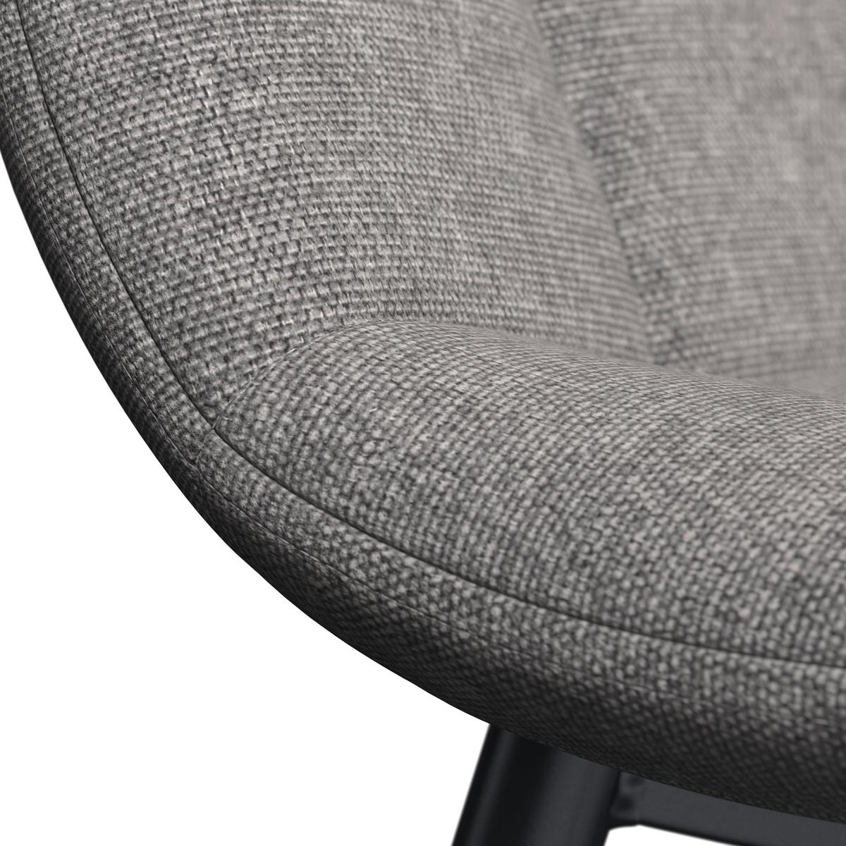 Stuhl Ria Grau Mikrofaser Gepolstert - Schwarz/Grau, MODERN, Textil/Metall (44/87/54cm) - Bessagi Home
