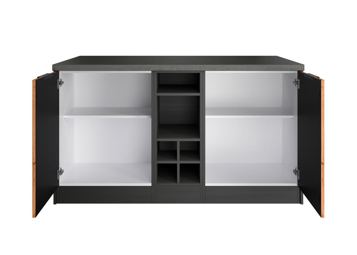 Kücheninsel Liverpool Typ 1 Eiche - Schieferfarben/Eiche Wotan, Basics, Holzwerkstoff/Metall (153/86/101cm) - Held