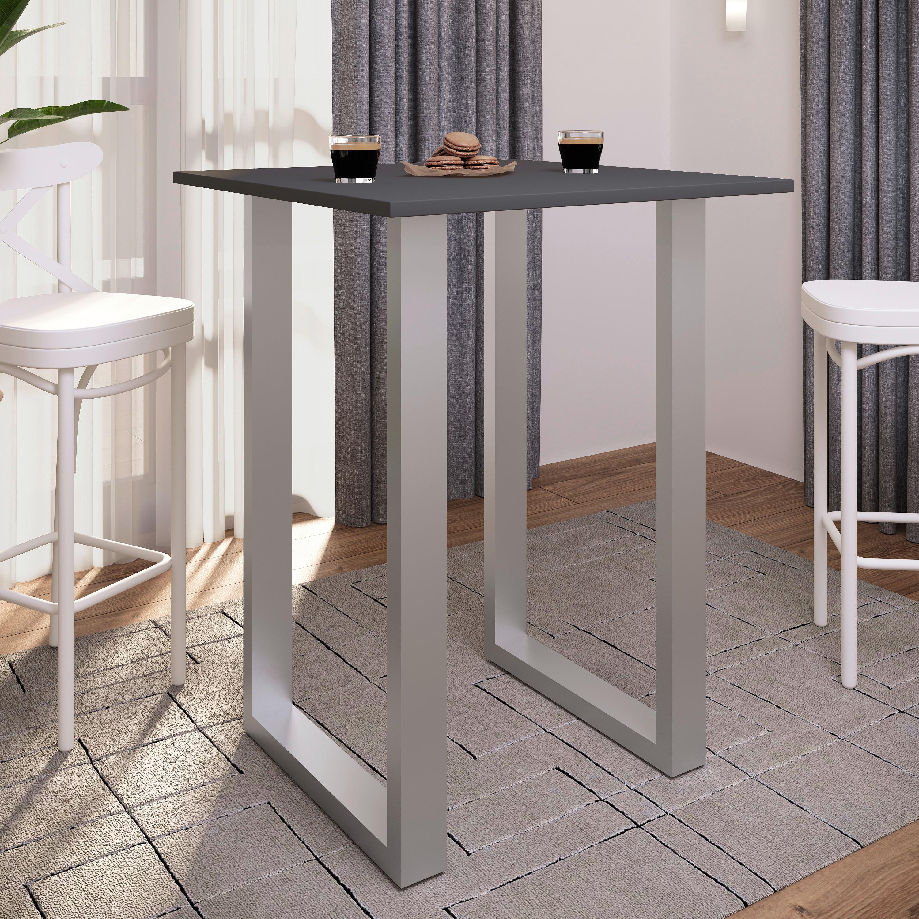 Bartisch Xona ca. 80x102x50 cm Anthr./Silber - Anthrazit/Silberfarben, KONVENTIONELL, Holzwerkstoff/Metall (80/102/50cm)