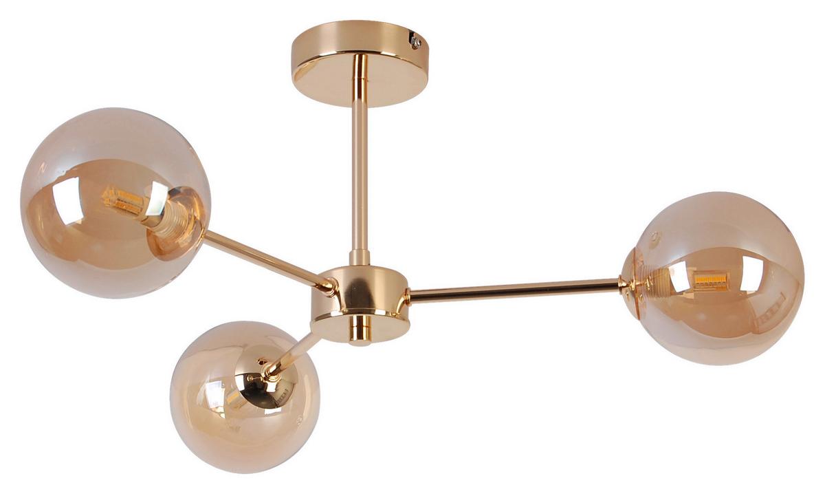 LAMPA SUFITOWA AMBER - kolor bursztynowy, Trend, metal/szkło (62/62/25cm) - Novel