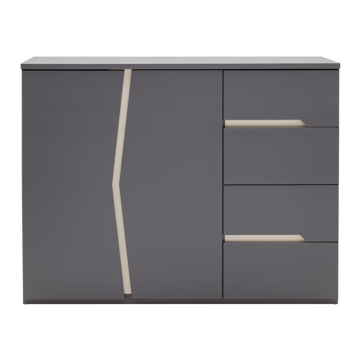 Sideboard Manhatten in Grau/Graphitfarben - Graphitfarben/Schwarz, Modern, Holzwerkstoff/Kunststoff (124/95/42cm) - Premium Living