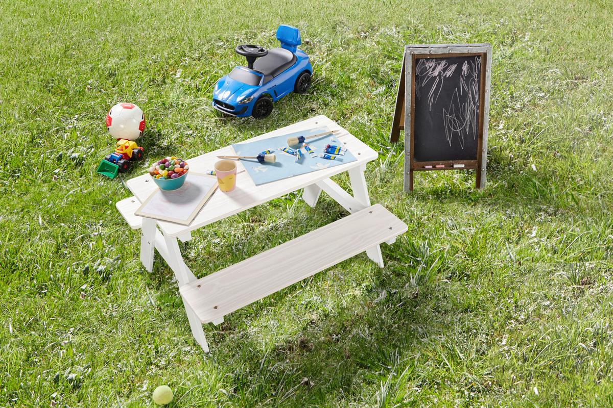 Kindertisch aus Kiefer in Weiß - Weiß, KONVENTIONELL, Holz (90/50/82cm) - Zandiara