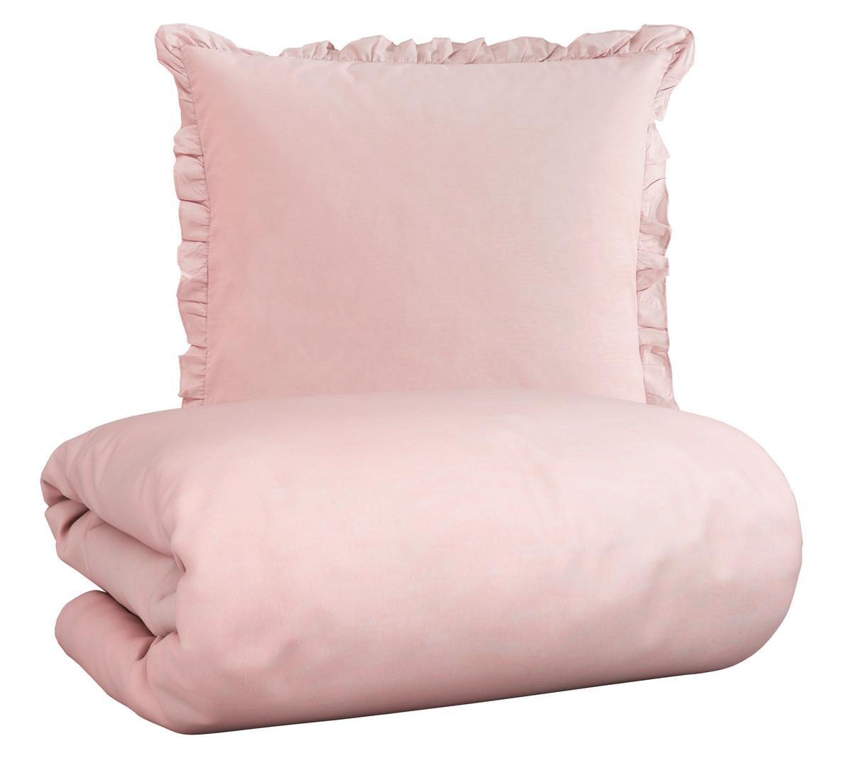 Bettwäsche Rüschen Rosa ca. 140x200cm - Rosa, ROMANTIK / LANDHAUS, Textil (140/200cm) - Zandiara