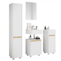Badezimmer Cosila 4-tlg. Weiß/Honigeiche - Honigeiche/Silberfarben, Trend, Holzwerkstoff/Kunststoff (112cm) - MID.YOU