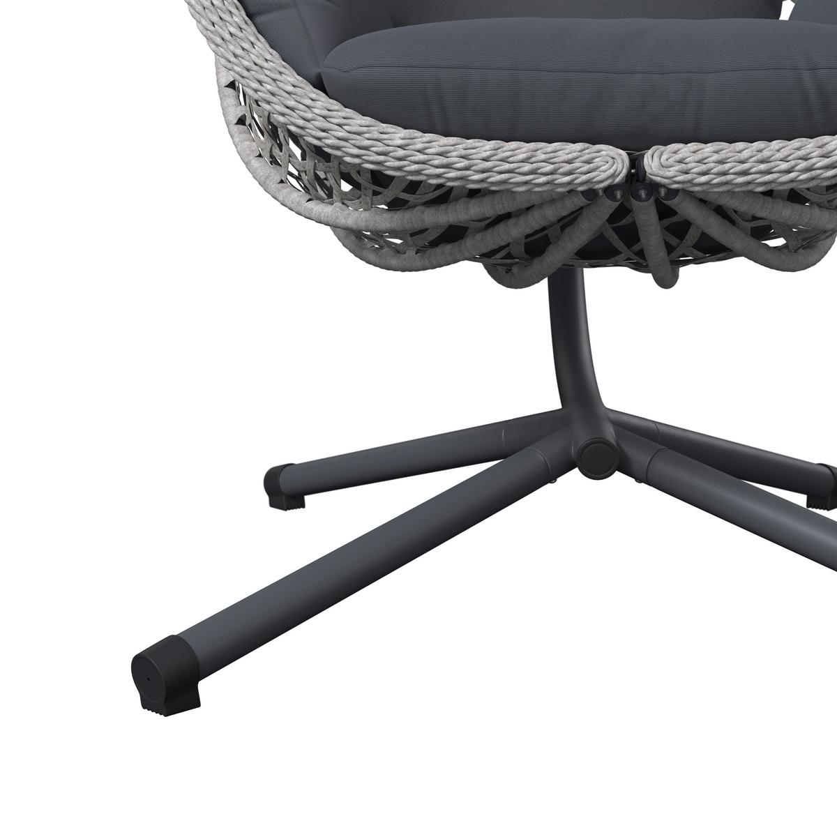 Függőfotel Amy - natúr színű/sötétszürke, Modern, műanyag/textil (95/196/103cm)