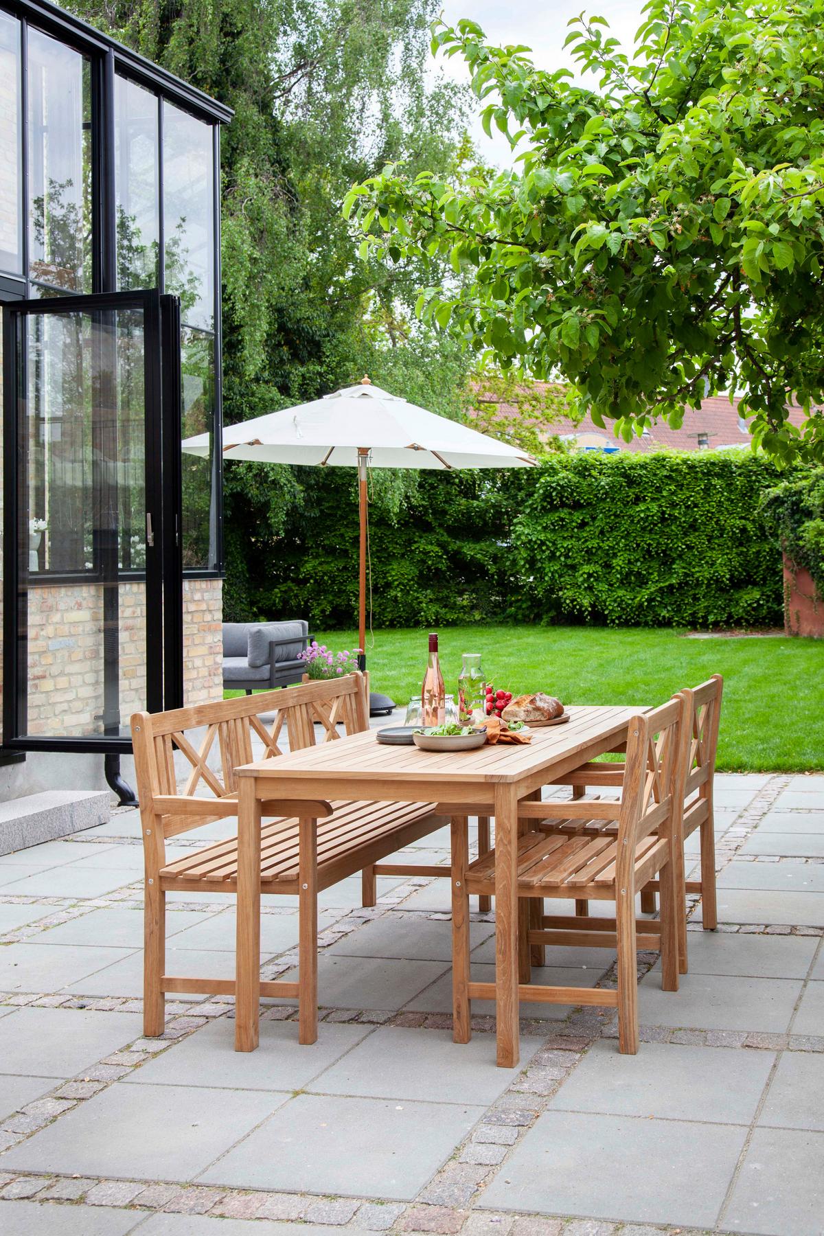 Gartentischgruppe Rosenborg Teak - Teakfarben, Natur, Holz (165/89/130cm) - Gardenson