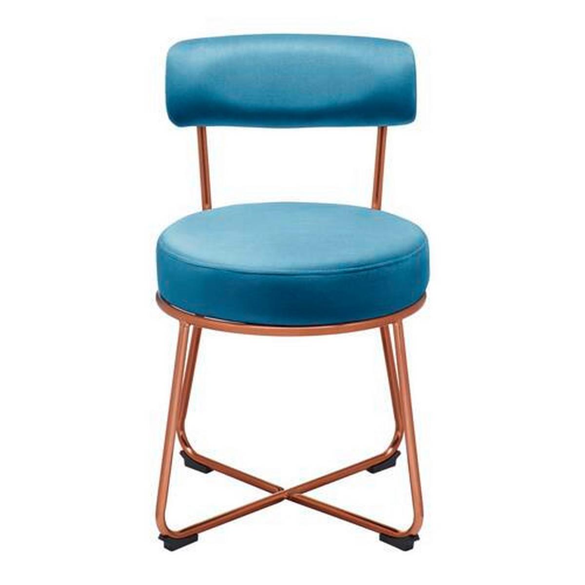 Stuhl Pamela Petrol Samt Gepolstert - Roségold/Petrol, MODERN, Holz/Textil (44/73/47,5cm) - Bessagi Home