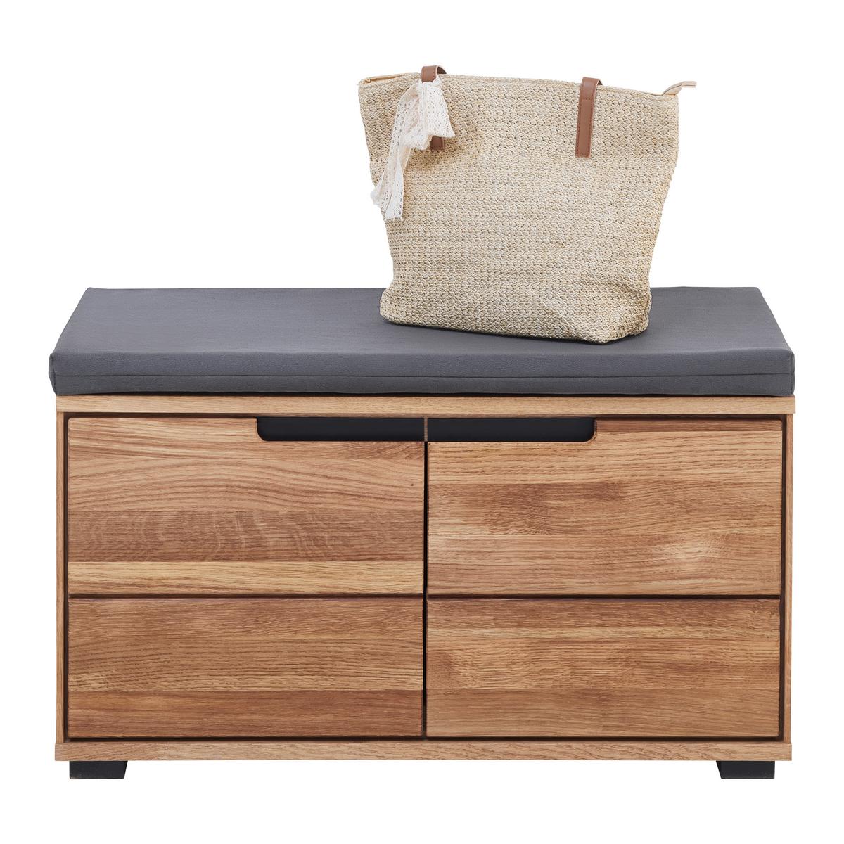 Garderobenbank Lola in Wildeiche - Wildeiche/Schwarz, LIFESTYLE, Holz/Holzwerkstoff (80/47/40cm) - ecoTree