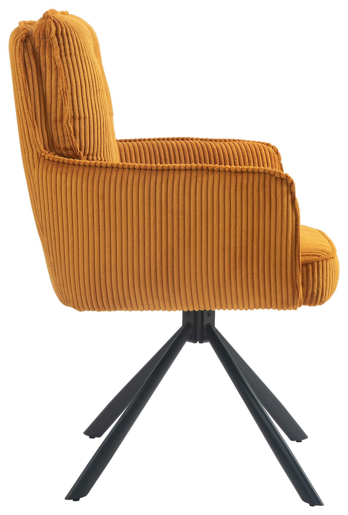 KRZESŁO Z PODŁOKIETNIKAMI ASHER - czarny/curry, Design, metal/tkanina (62/95/67cm) - Novel