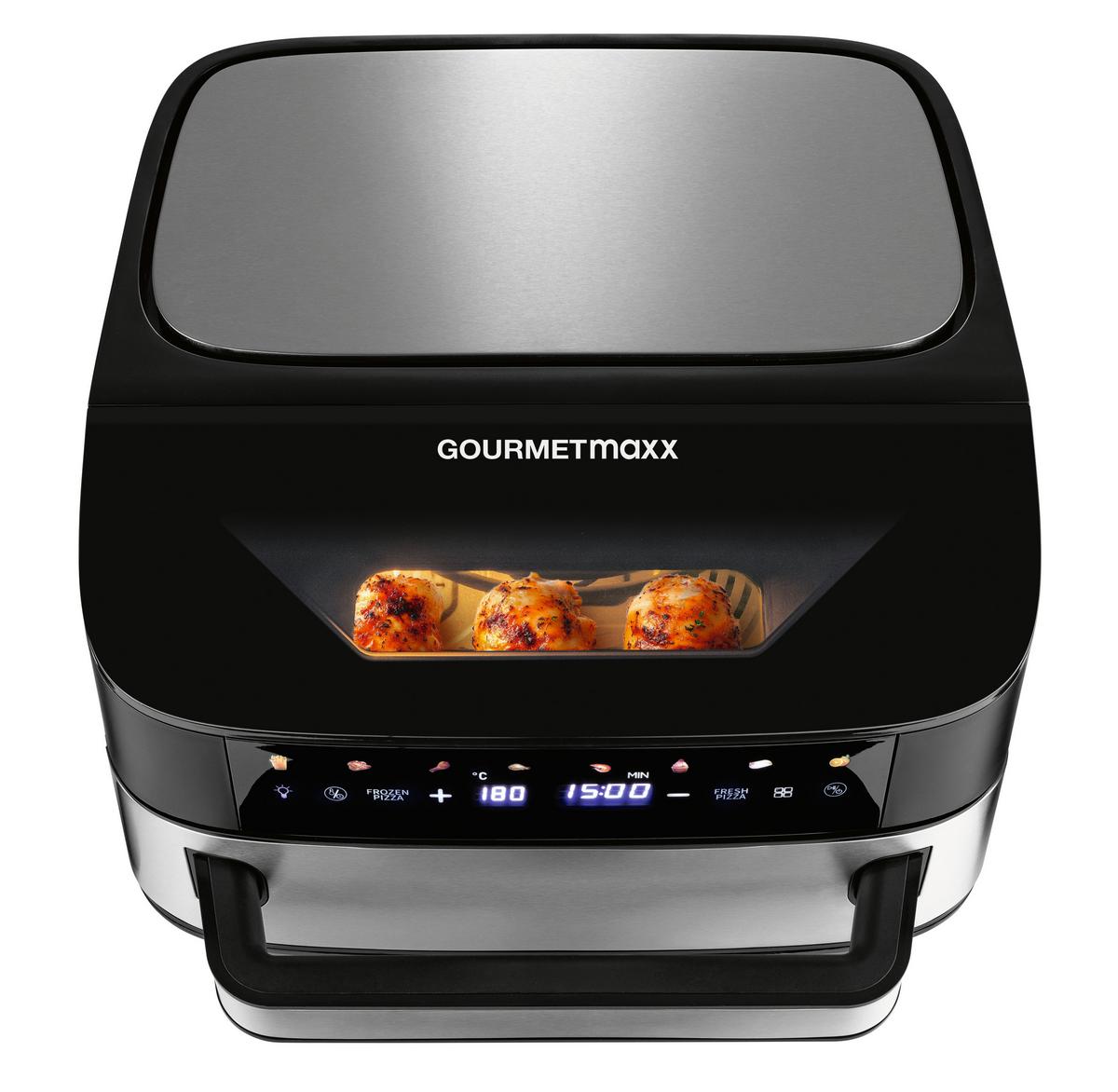 FRYTKOWNICA BEZTŁUSZCZOWA 16428 - kolor srebrny/czarny, Basics, tworzywo sztuczne/metal (32,5/41/24cm) - GOURMETMAXX