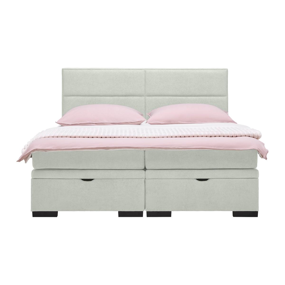 Boxspring Krevet Ethan - sivo-bijela/crna, Moderno, tekstil/plastika (160/200cm) - Premium Living