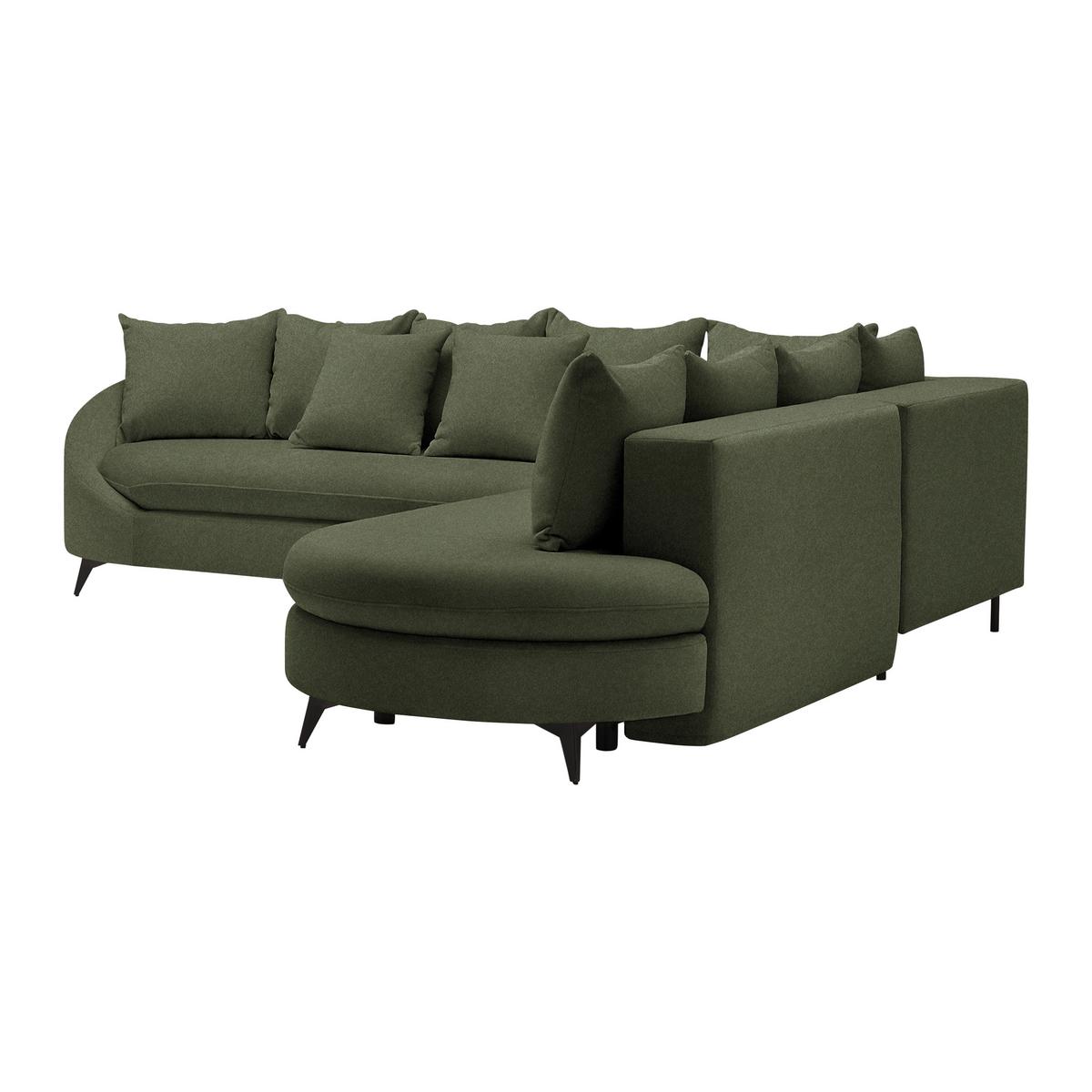 Ecksofa Axel Olivgrün - Schwarz/Olivgrün, MODERN, Textil/Metall (291/87/250cm) - Mömax