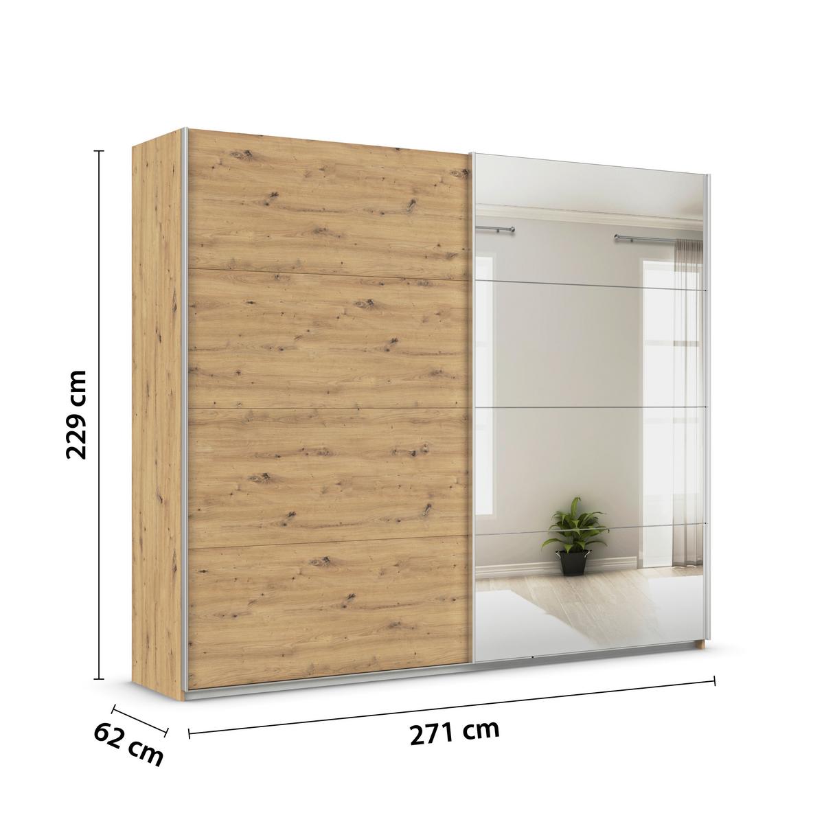DULAP USI CULISANTE FELDKIRCH - argintiu/stejar Artisan, Modern, material pe bază de lemn (271/229/62cm)