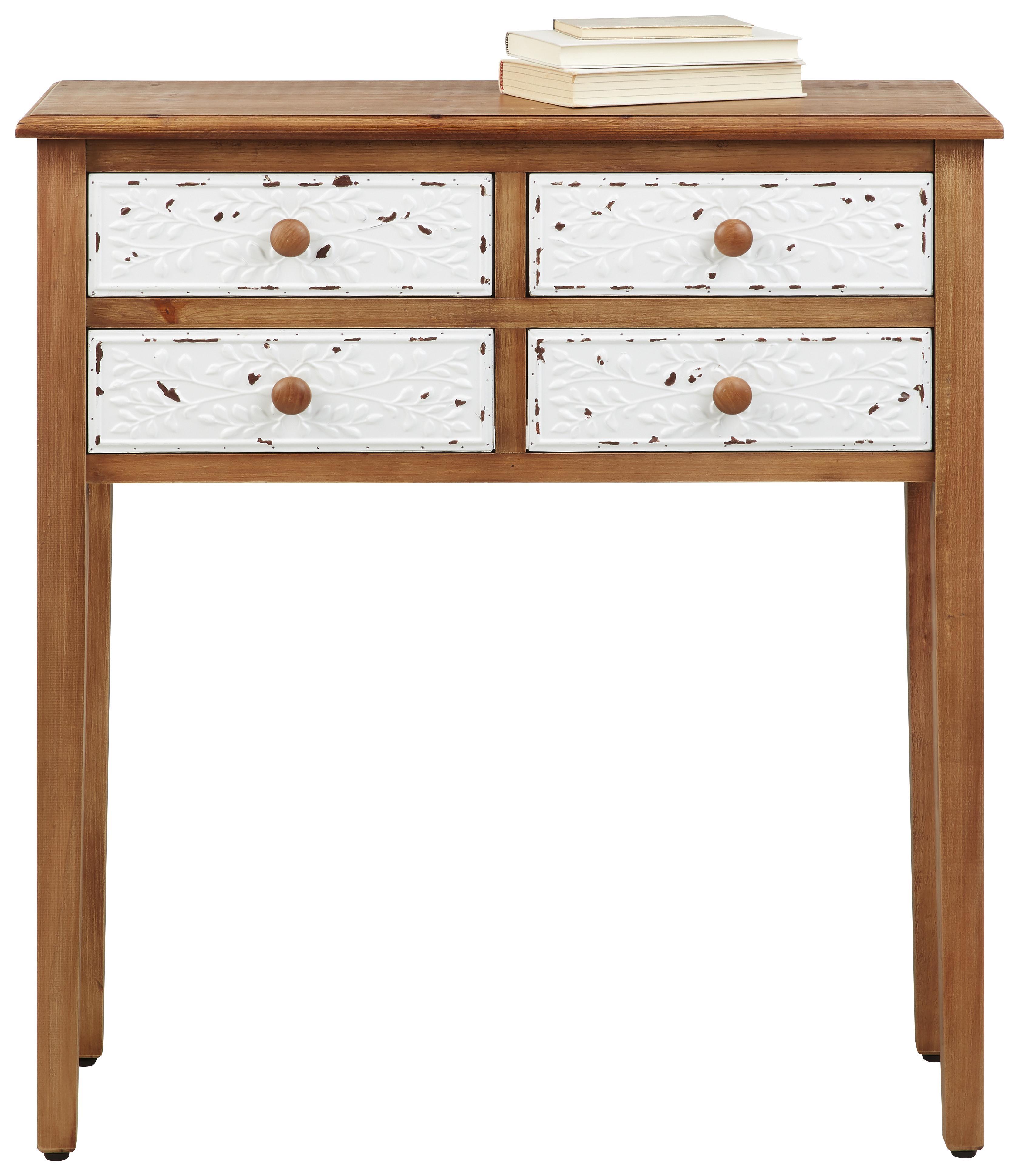 Konsole in Braun - Braun/Weiß, ROMANTIK / LANDHAUS, Holz/Holzwerkstoff (80/87,6/31cm) - Zandiara