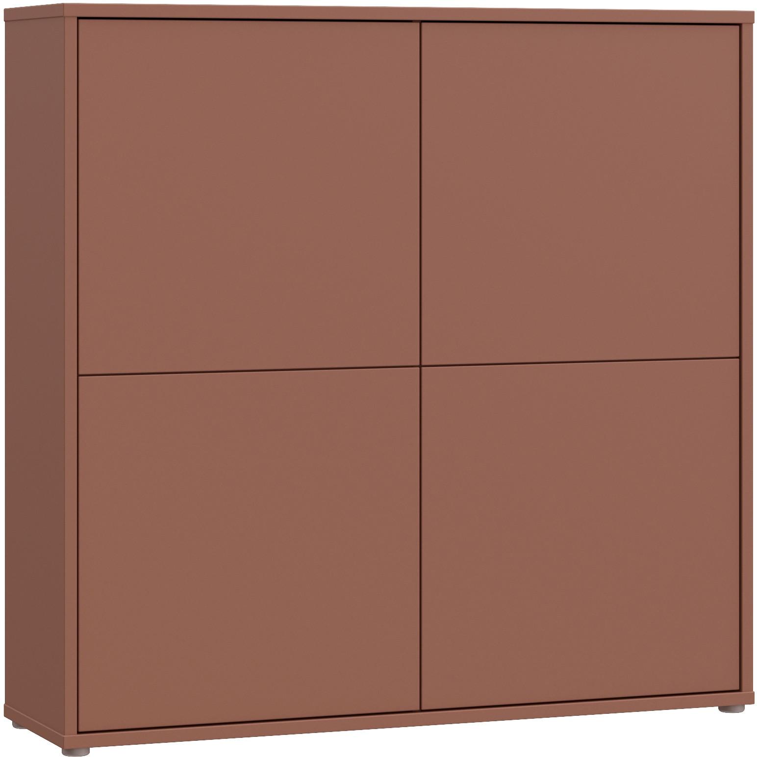 Visoka Komoda Alice, Terakota - siva/terakota, Moderno, umetna masa/leseni material (124,5/121,5/34,9cm) - Carryhome
