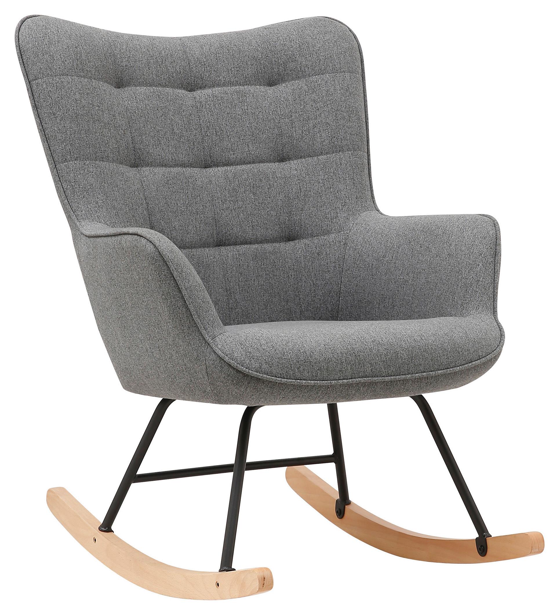 Schaukelsessel Richie Grau, Webstoff - Buchefarben/Schwarz, MODERN, Holz/Textil (72/92/92cm) - MID.YOU