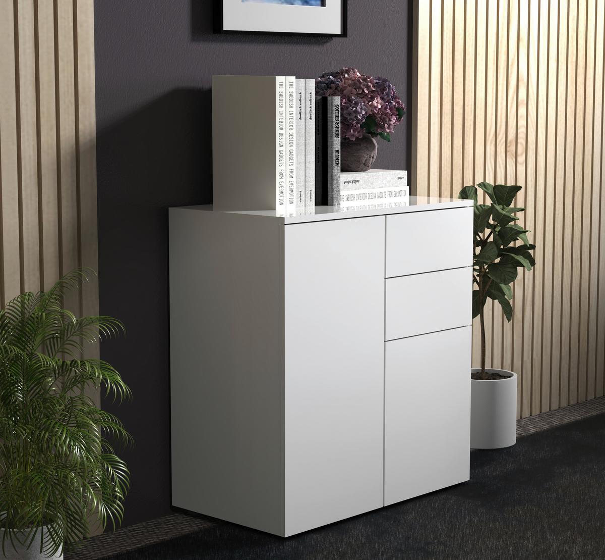 Kommode DALOSA Weiß ca. 70x77x39 cm - Anthrazit/Weiß, MODERN, Holzwerkstoff/Kunststoff (70/77/39cm) - MID.YOU