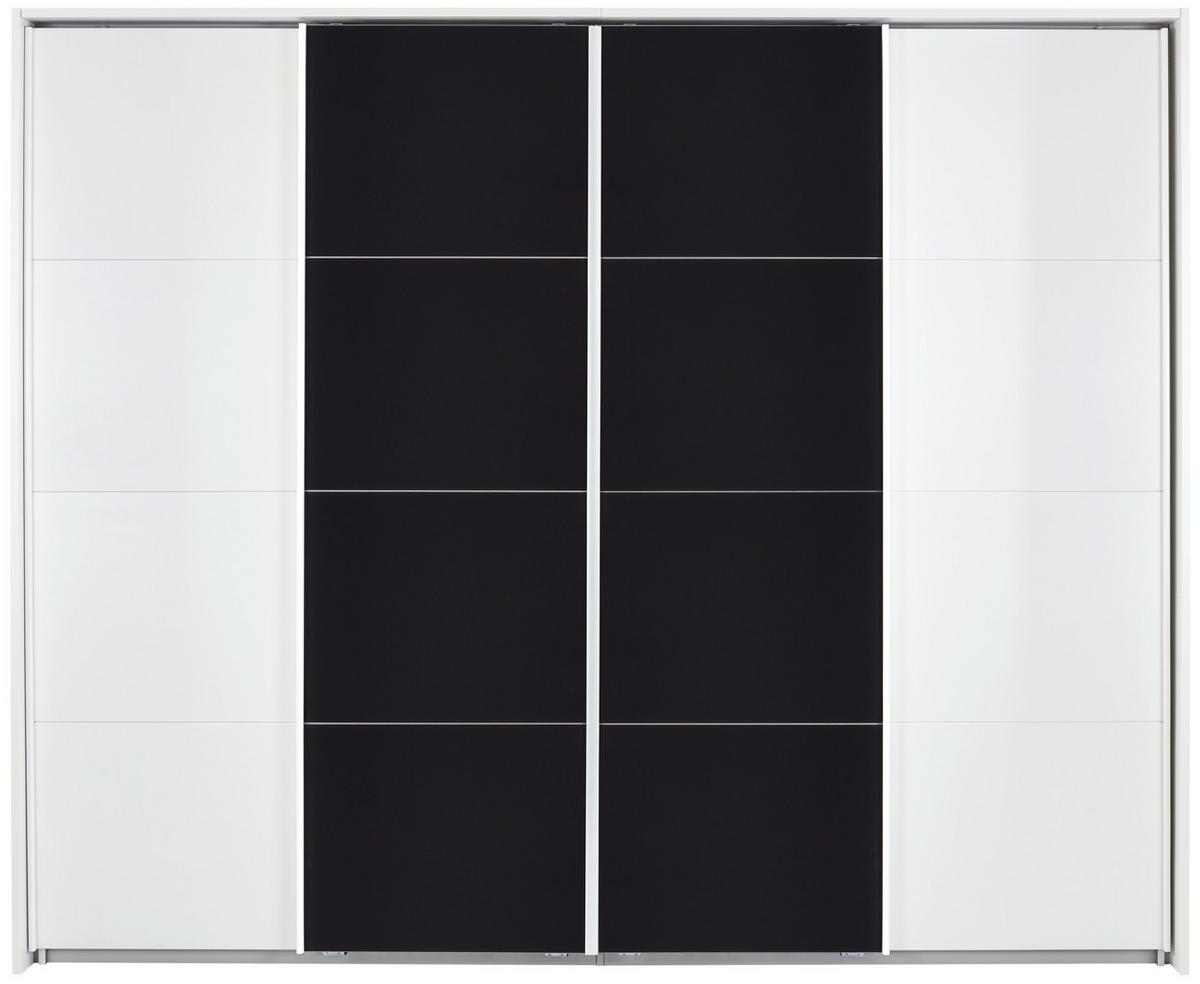 Dulap cu uși glisante BENSHEIM 271/211 - alb/gri închis, Modern, sticlă/material pe bază de lemn (271/211/62cm) - James Wood