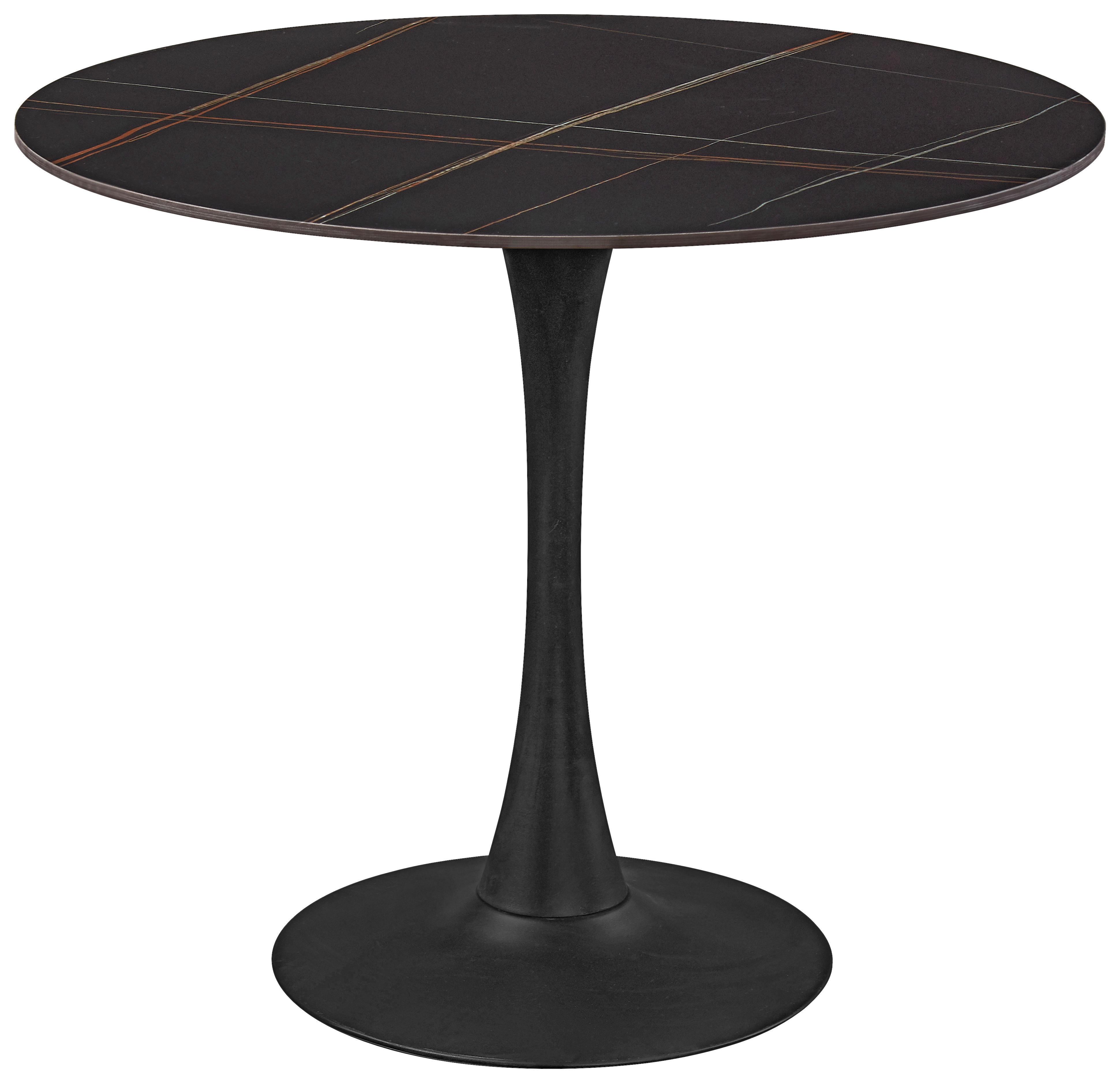 Esstisch Panther 2 Schwarz matt - Schwarz, MODERN, Keramik/Metall (90/76cm) - Mömax