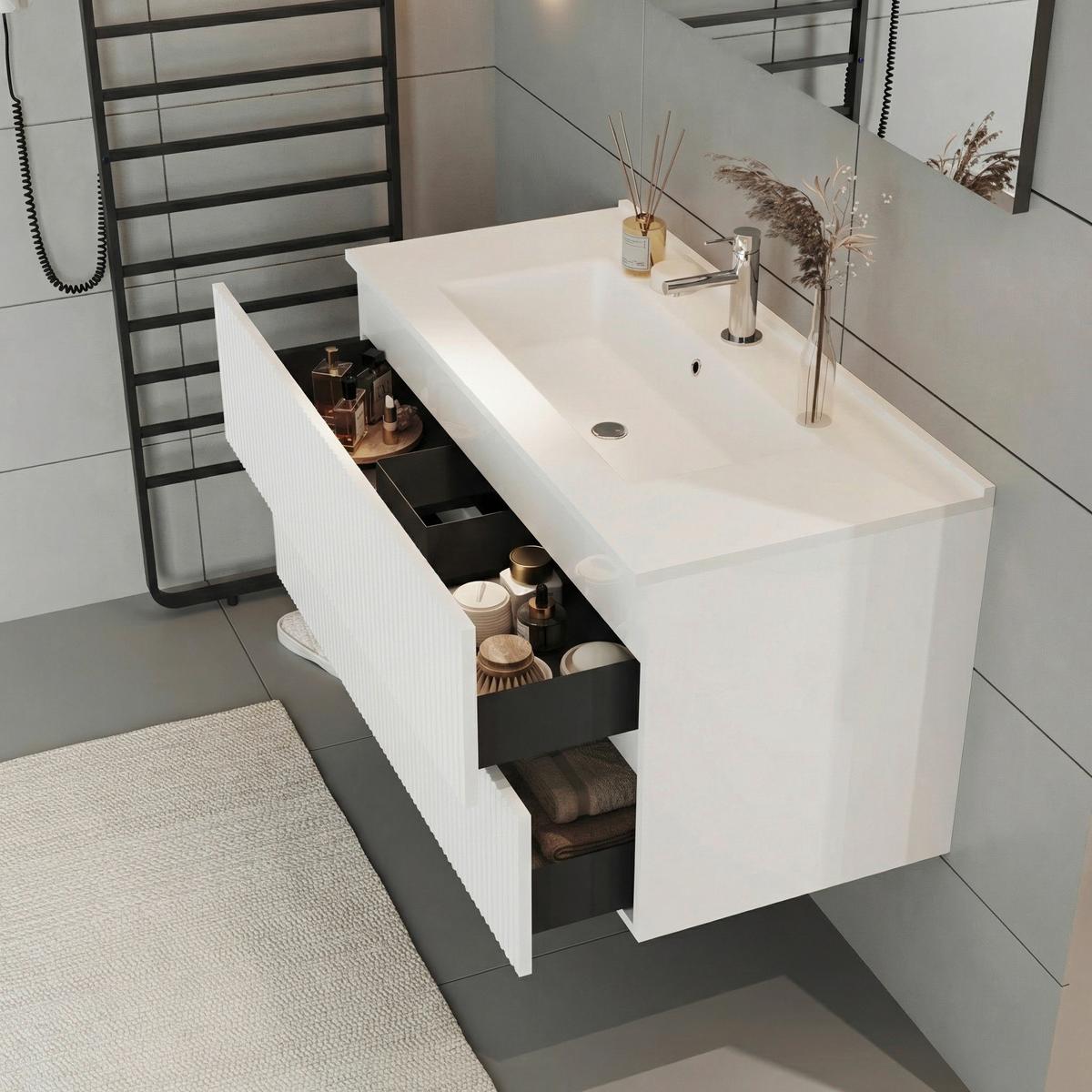 Element Ispod Umivaonika Eva - bijela visoki sjaj/antracit, Moderno, drvni materijal (100/51/46cm)