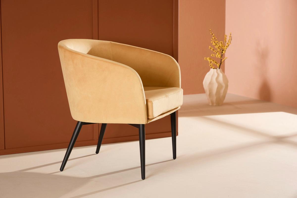 Stuhl Fluffy Gelb - Gelb/Schwarz, MODERN, Textil/Metall (66/70/64cm) - Livetastic