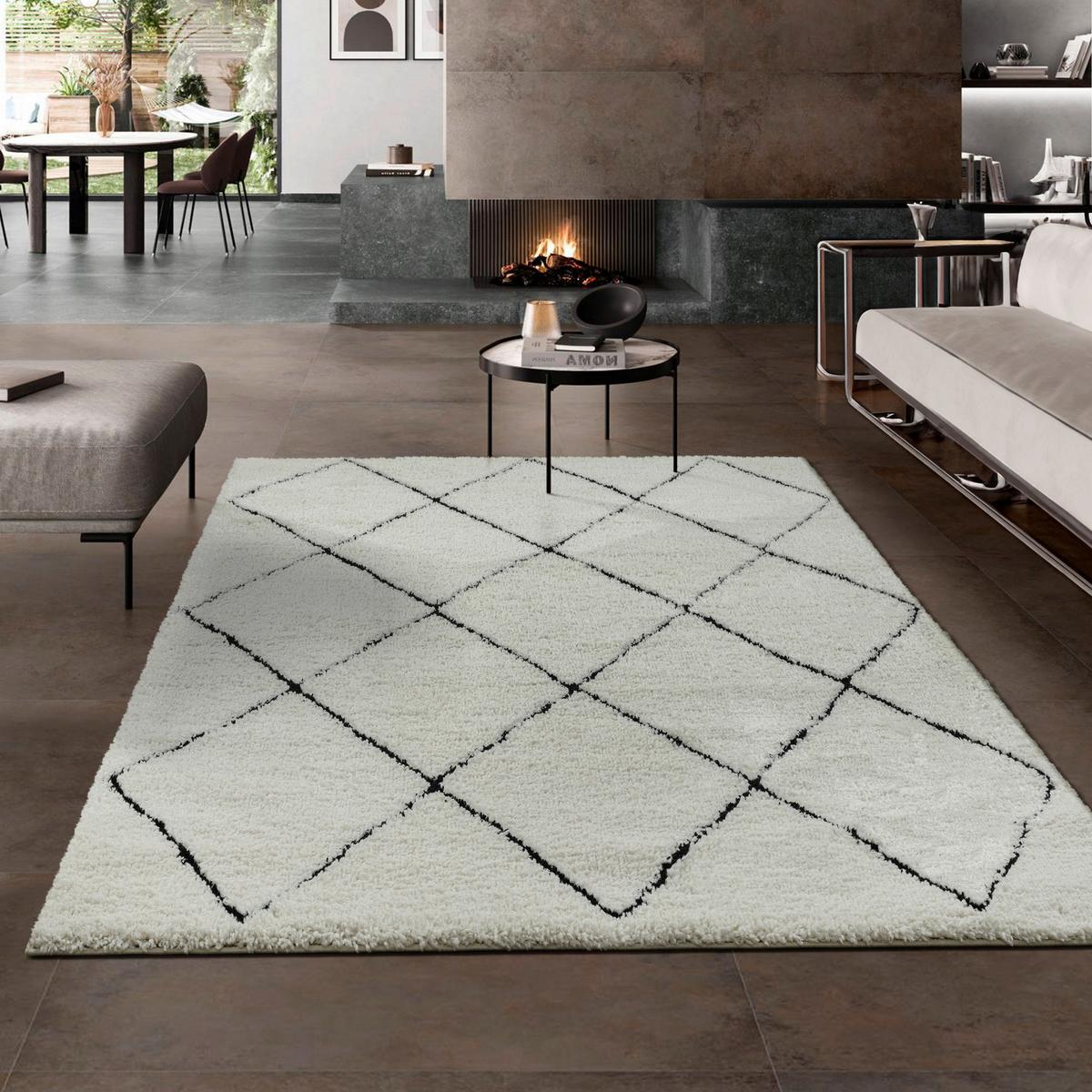Hochflorteppich Ideal Shaggy Schwarz/Weiß ca. 200x290cm - Schwarz/Weiß, Basics, Textil (200/290cm)