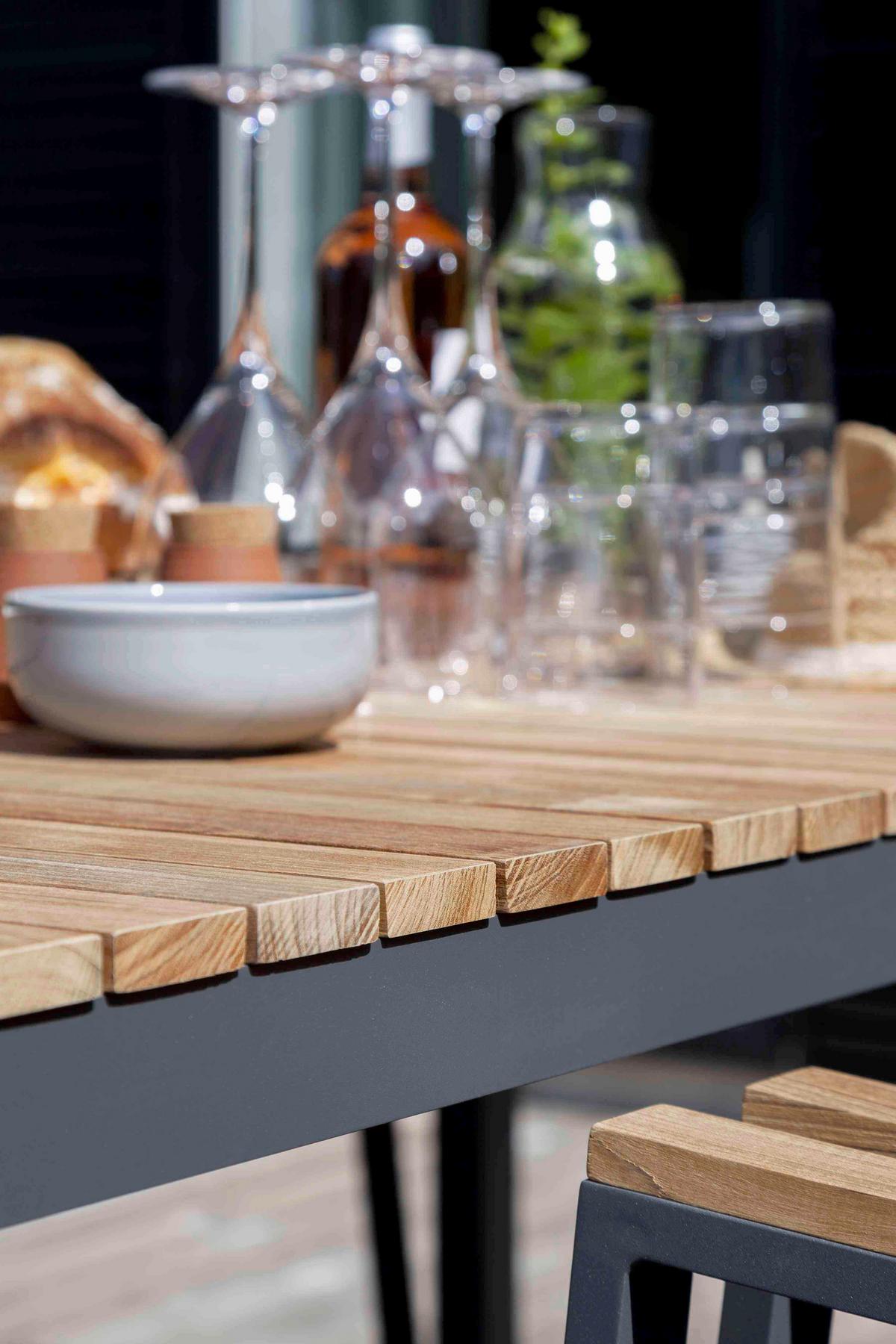Gartentisch Mood Extreme Teakholz/Anthrazit rostfrei - Anthrazit/Teakfarben, KONVENTIONELL, Holz/Metall (167,5/100/74cm) - Gardenson