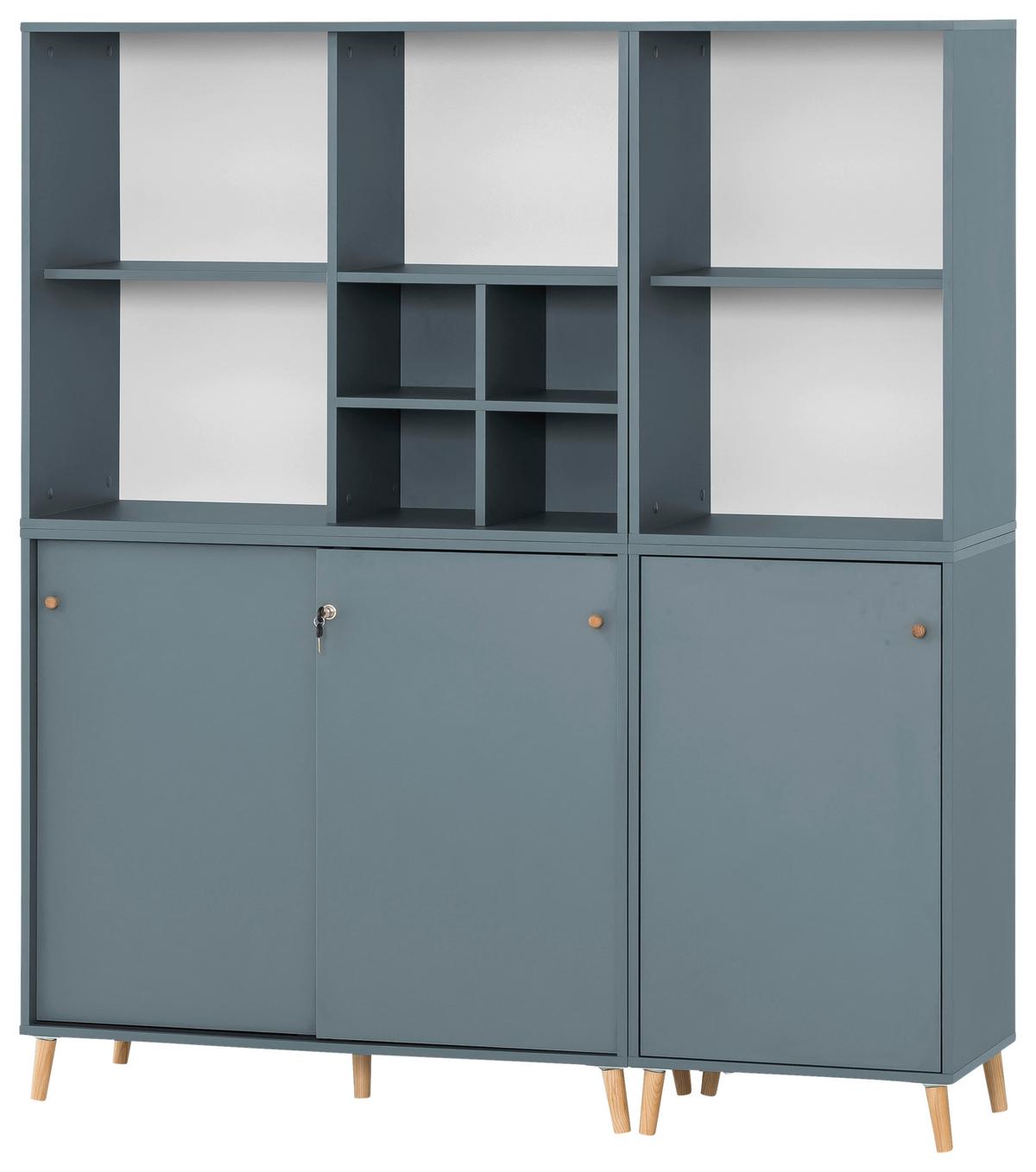 Aktenschrank Set US1000 Petrol ca. 151,05x175,2x41cm - Petrol, MODERN, Holzwerkstoff (151,05/175,2/41cm) - MID.YOU