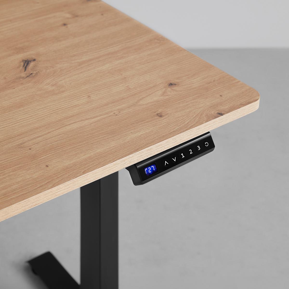 Íróasztal Állítható Emil - fekete/Artisan tölgy, Modern, faalapú anyag/fém (120/72-118/60cm) - Mömax