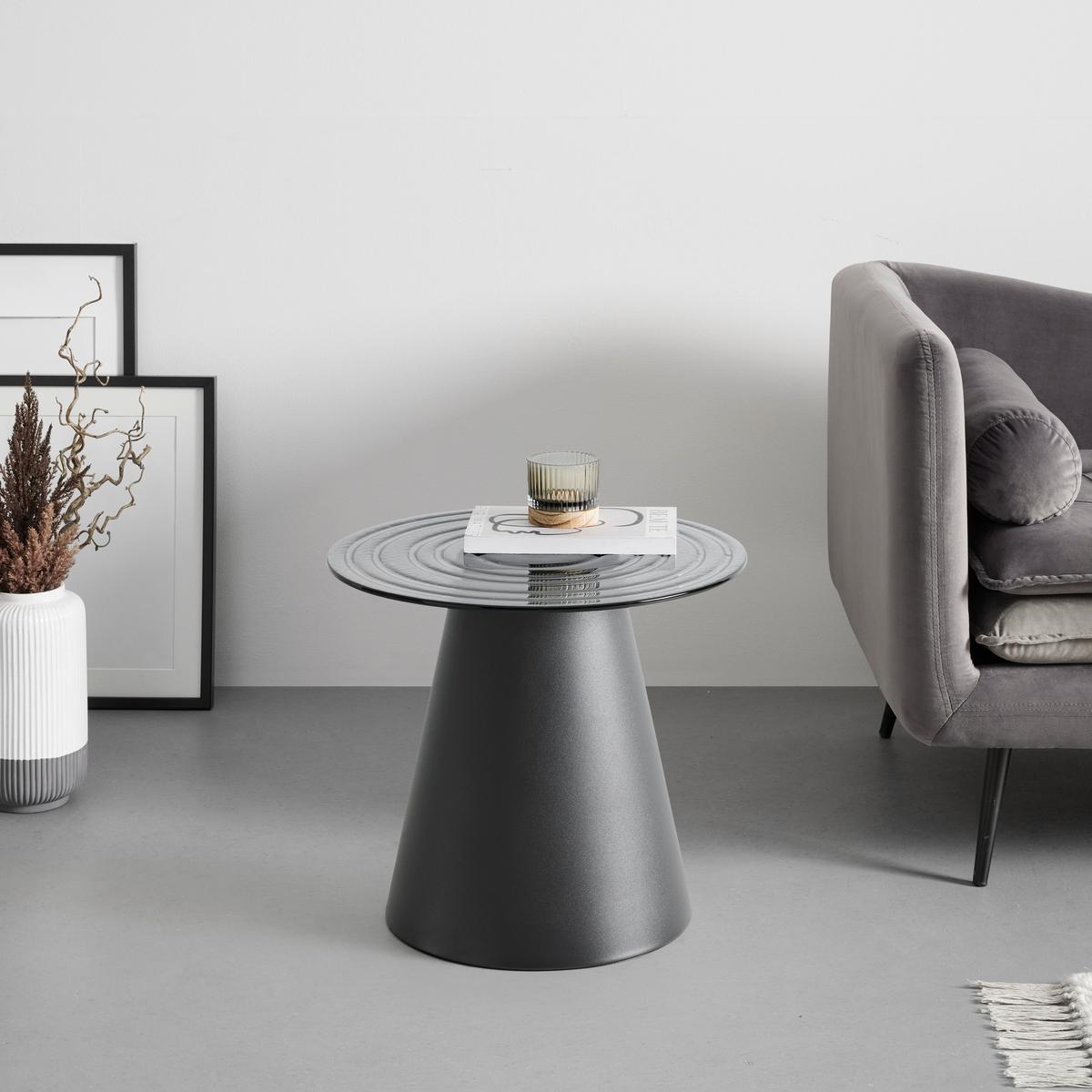 Masă auxiliară PAUL - negru/gri, Modern, sticlă/metal (50/45/50cm) - Premium Living